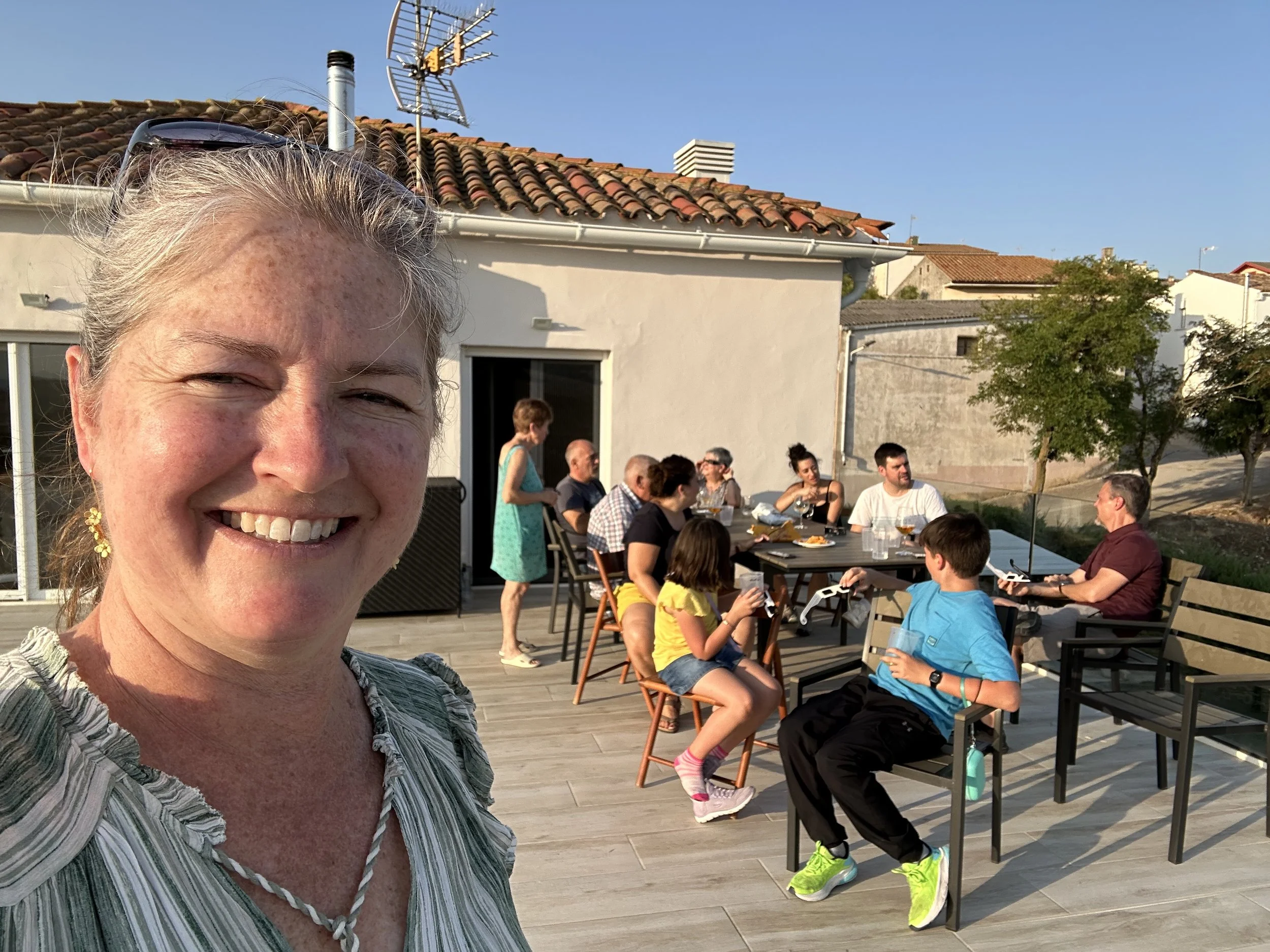 What a fun private viewing party with family! We sat out on the balcony and visited while keeping an eye on the party in the sky. 