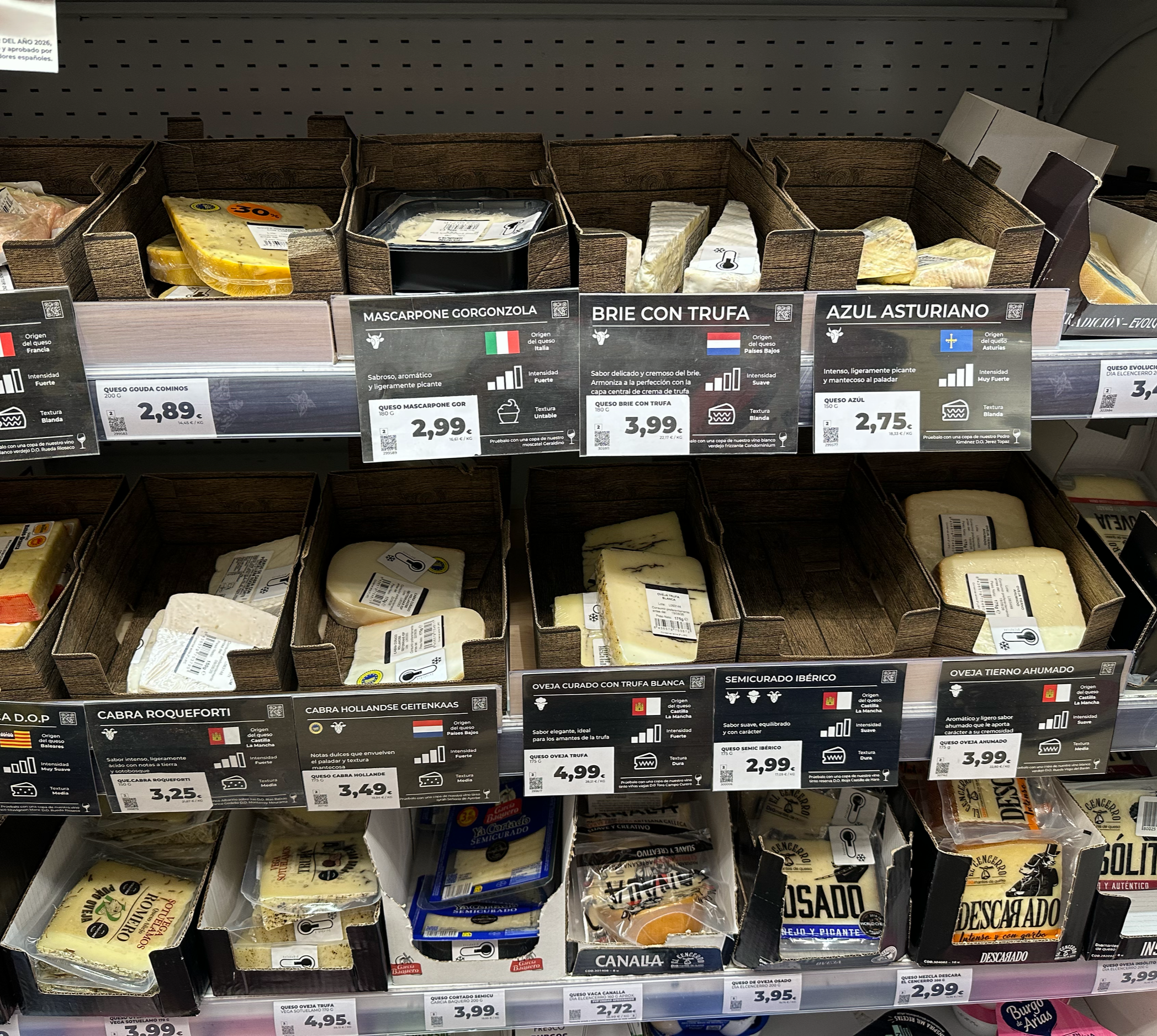 The cheese selection at the grocery store is magnificent! Our favorites include Manchego and Iberico.