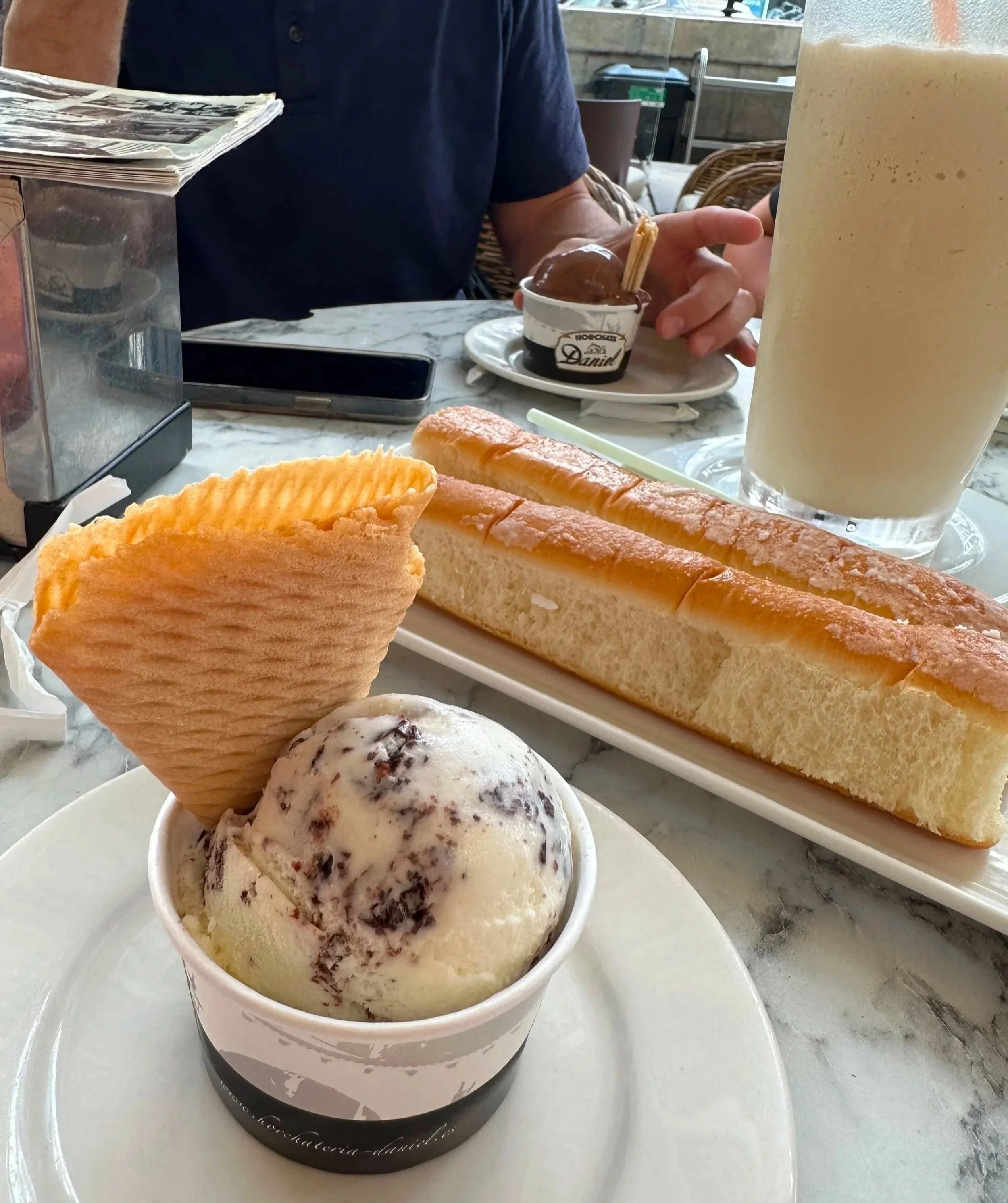Gelato, Fartón, and Horchata: Starting the Dessert Game Strong. :) Quick fact: Horchata in Spain is made from Tigernuts, which are not a nut at all, but rather a tuber.
