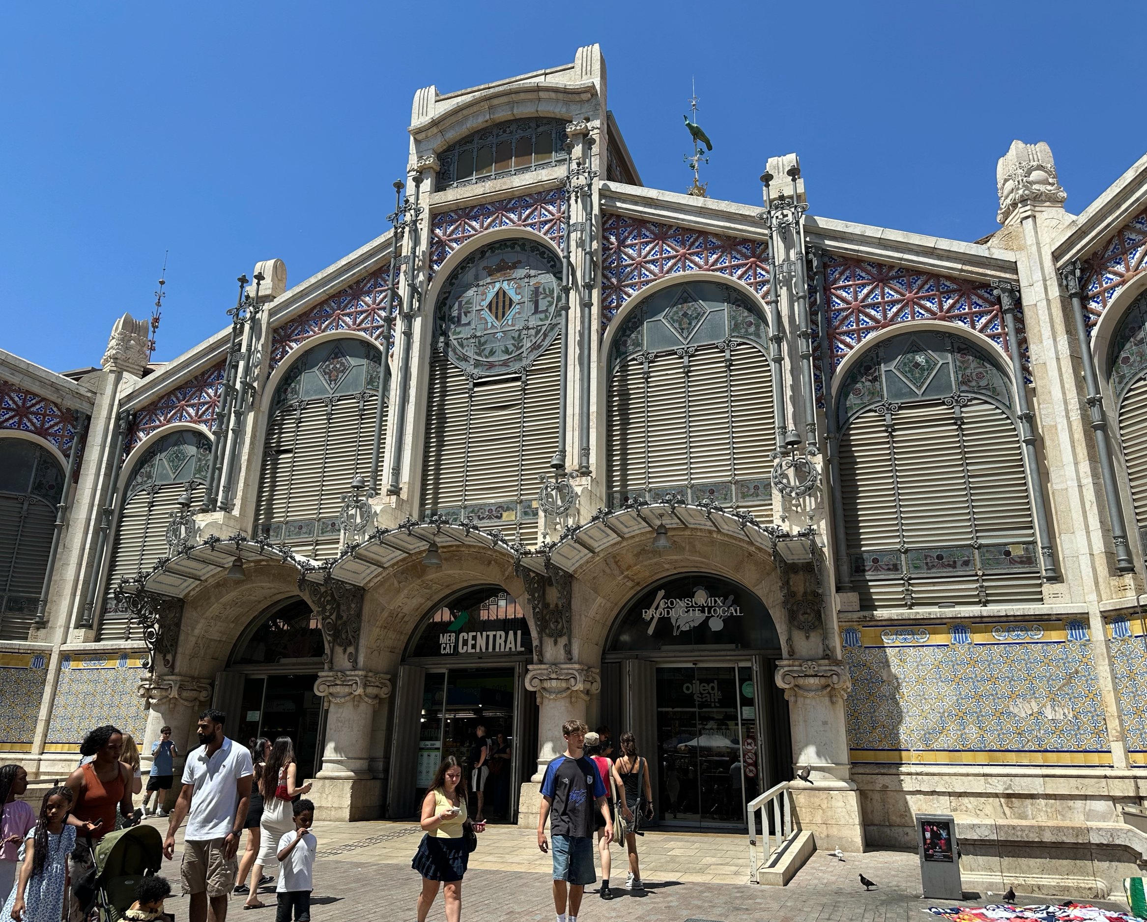 Beautiful entrance to the Mercat Central Valencia, the biggest market in town..