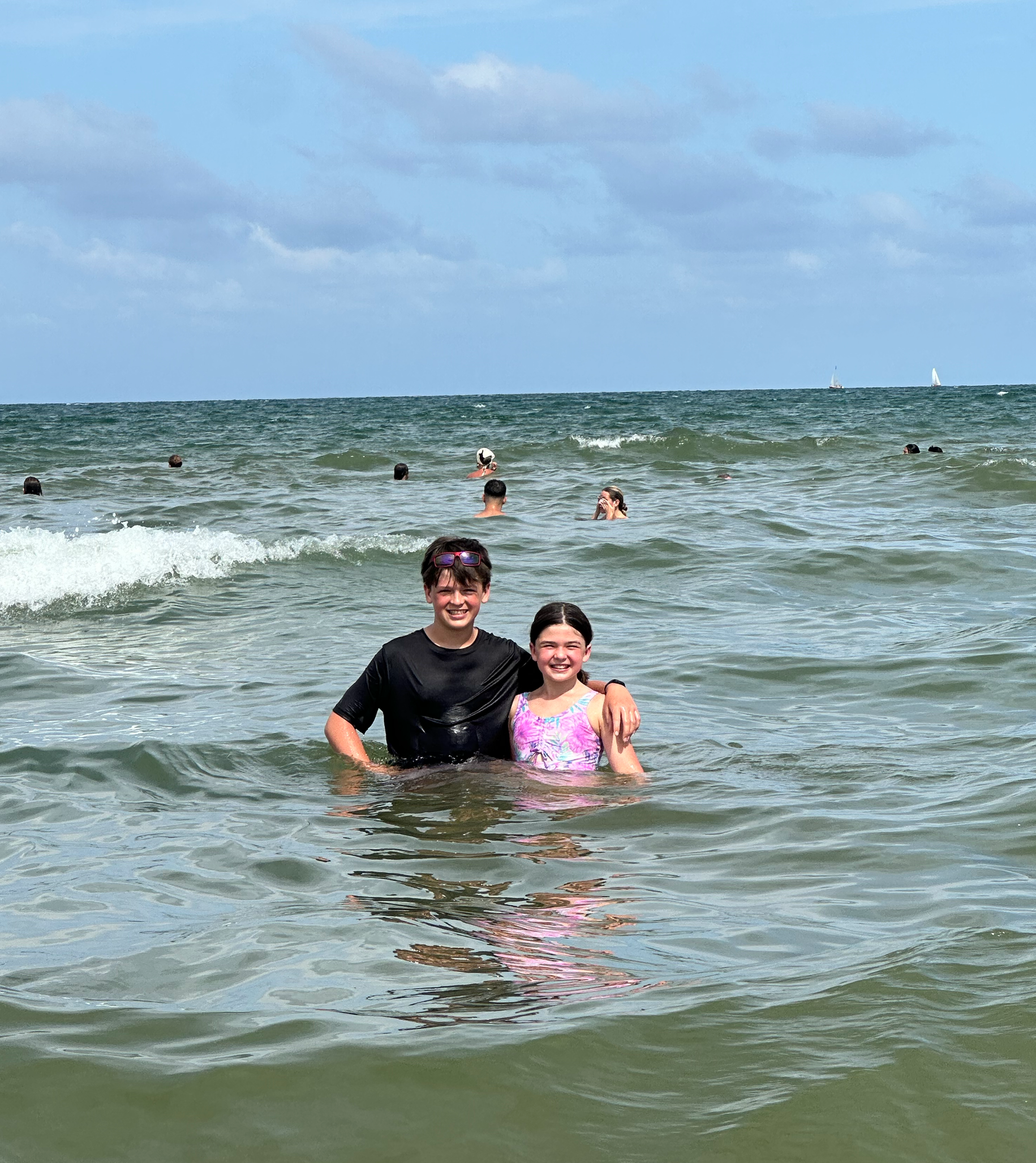 We ventured out to La Malvarrosa Beach during our first week.  Joshua and Amelia loved that the water's depth increases very gradually.  And the waves were perfect for them to play in.  