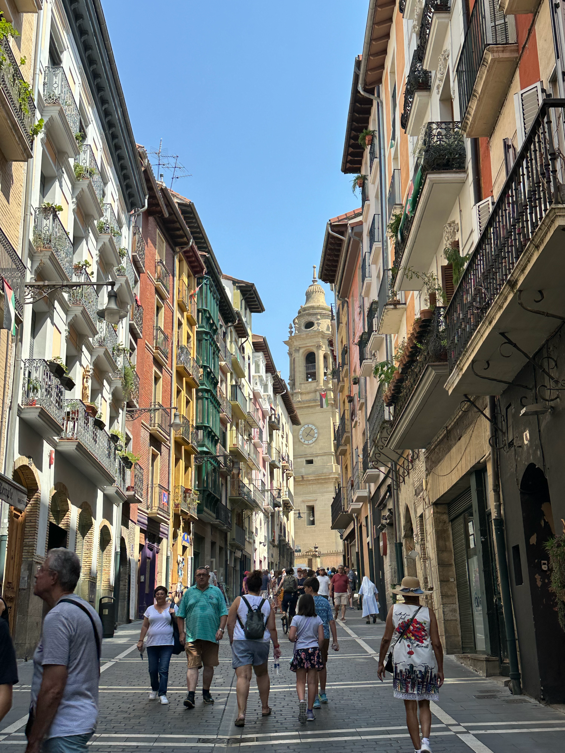 Pamplona has beautiful streets with lots of balconies. 