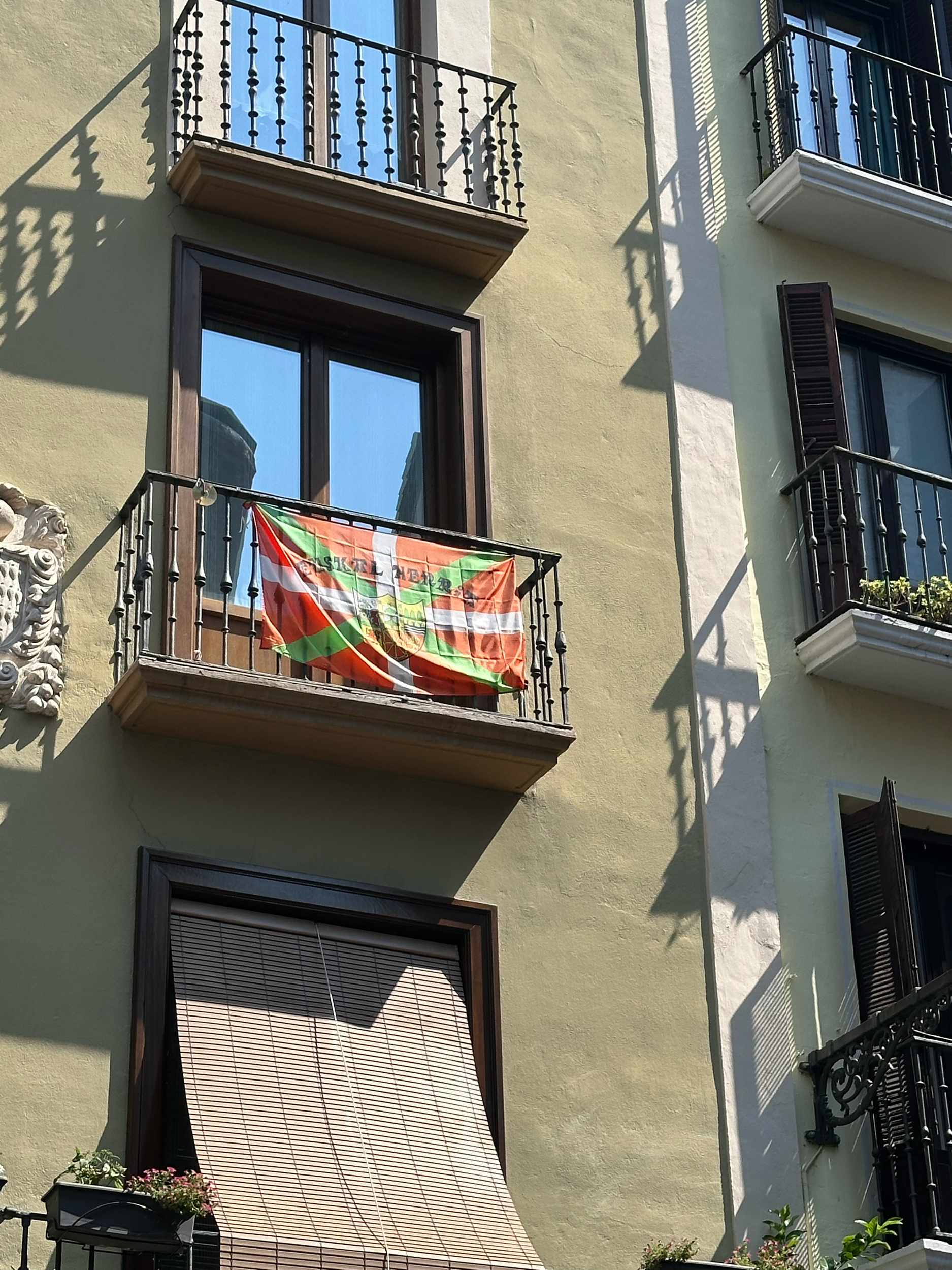 Pamplona is the capital of Navarre, which is located within the Basque region. The Basque flag (above) is seen throughout the region as there is great pride in Basque heritage and there are even some separatists who would prefer the Basque region of 