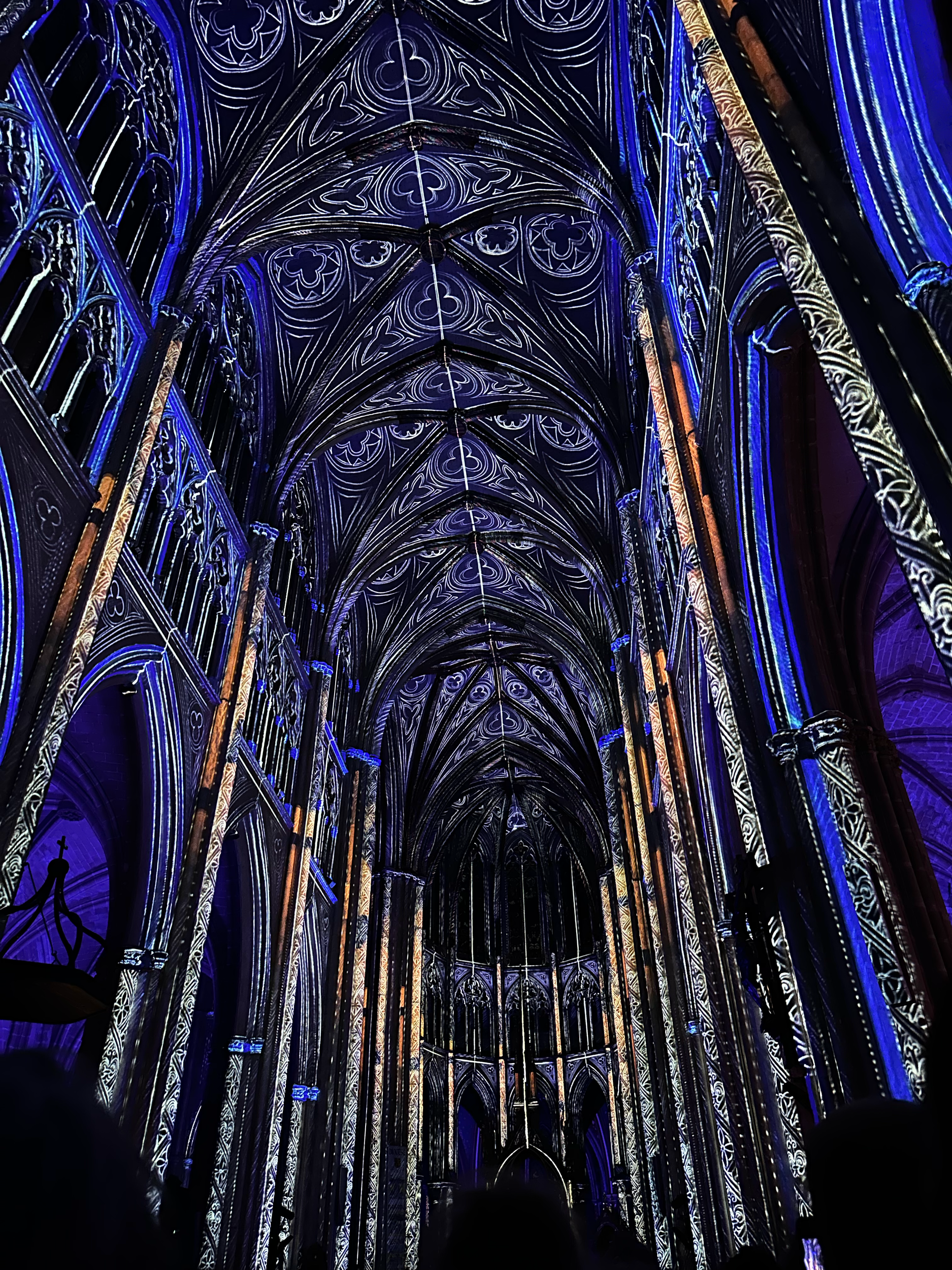 The light show highlighted the history of the cathedral through time.  As decribed in the program, the cathedral says "a Roman camp became a medieval city, and a city became a port of passage. I have watched over it all, through every name it bore."