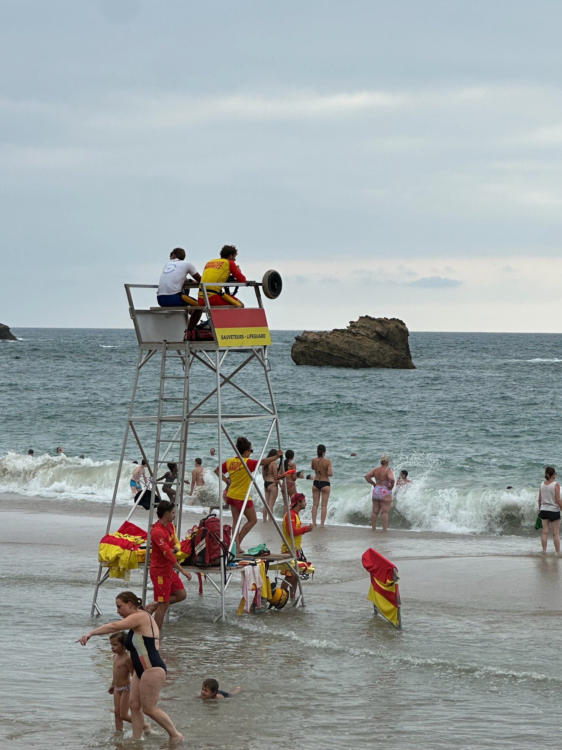 I loved seeing the life guard station.  Yellow and red :) And those waves were crashing!