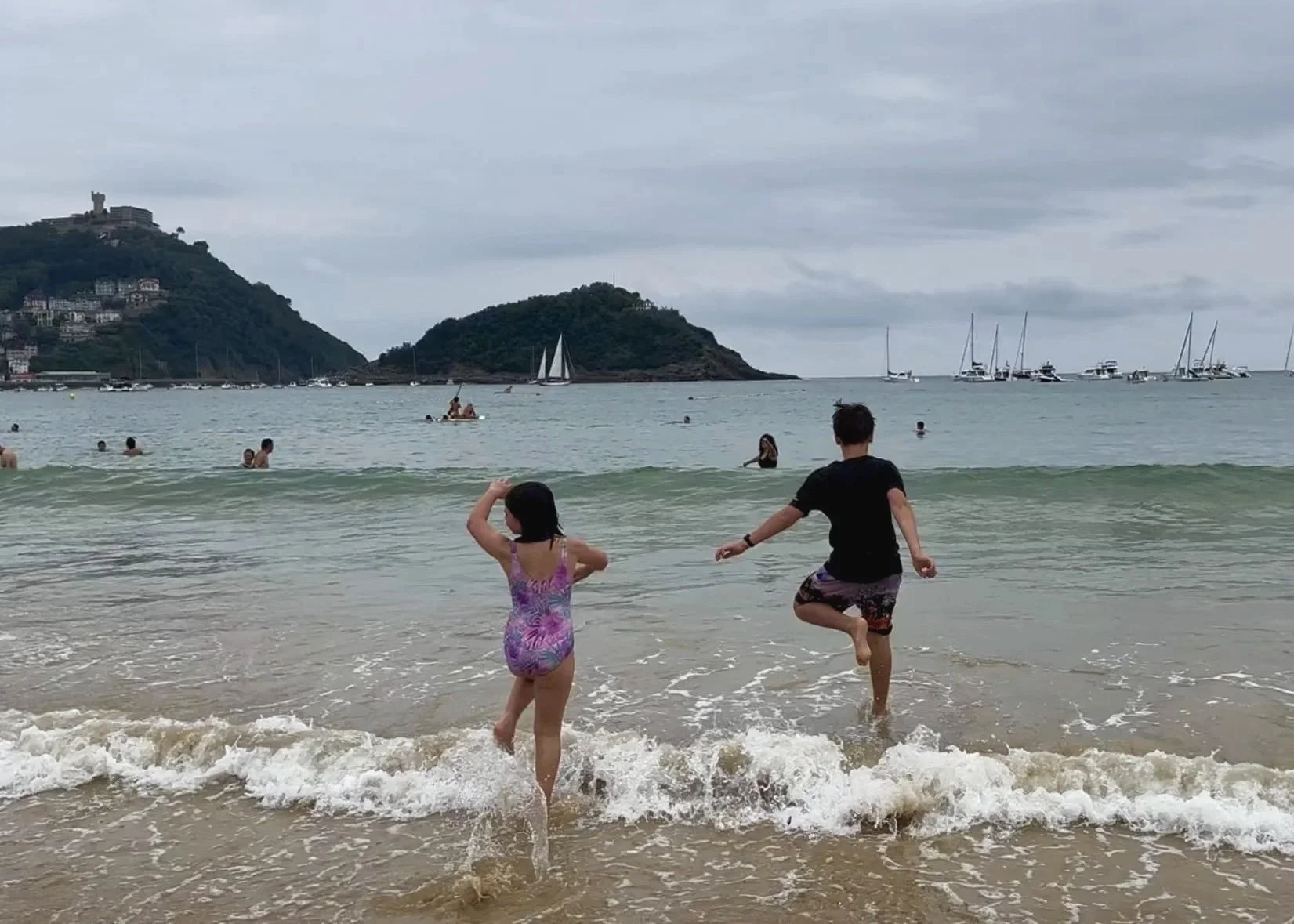 The temperature did not stop the kids from getting into their swimsuits and heading into the water.  