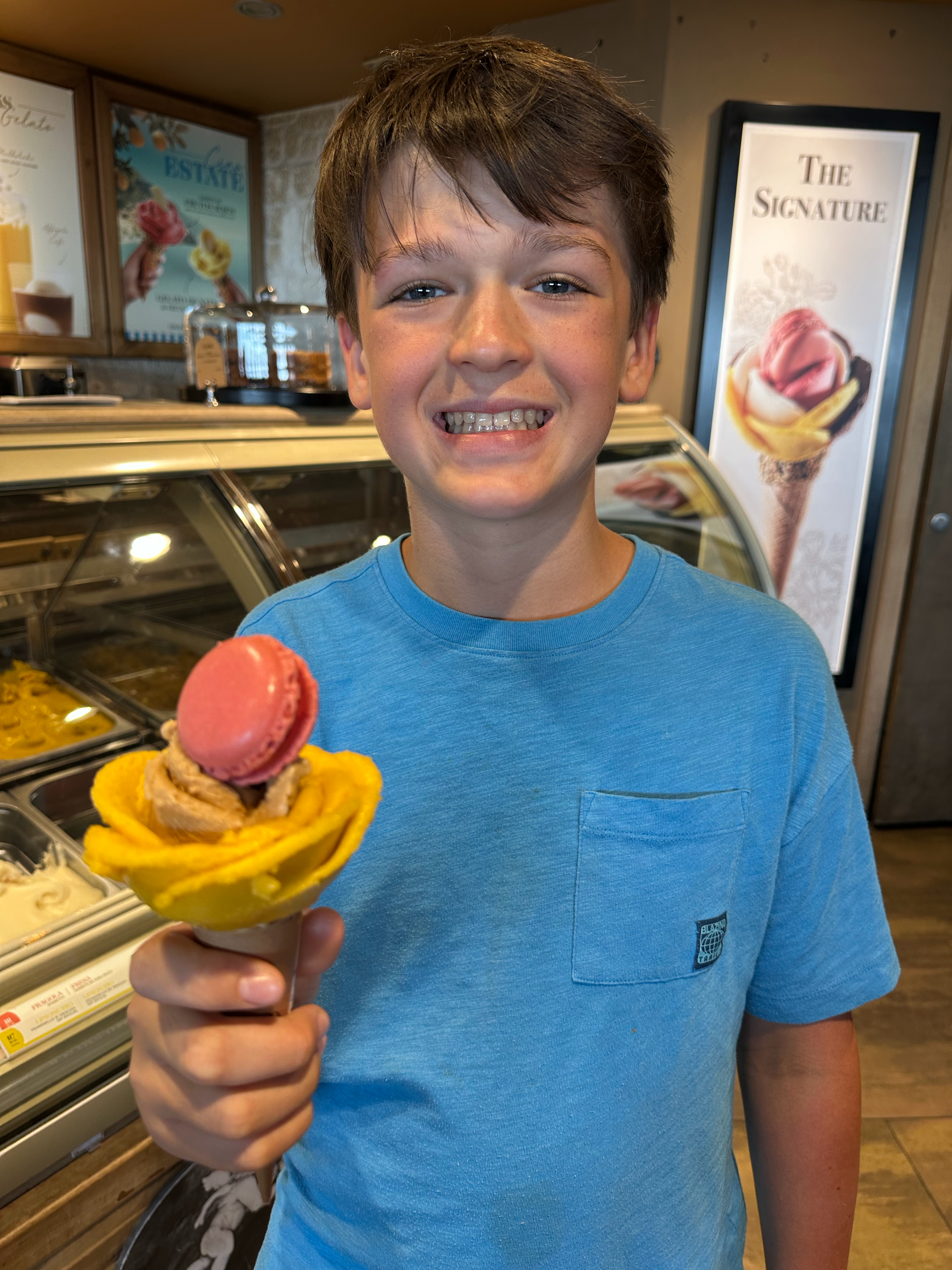 Joshua was excited to get "The Signature." How fancy is that gelato?