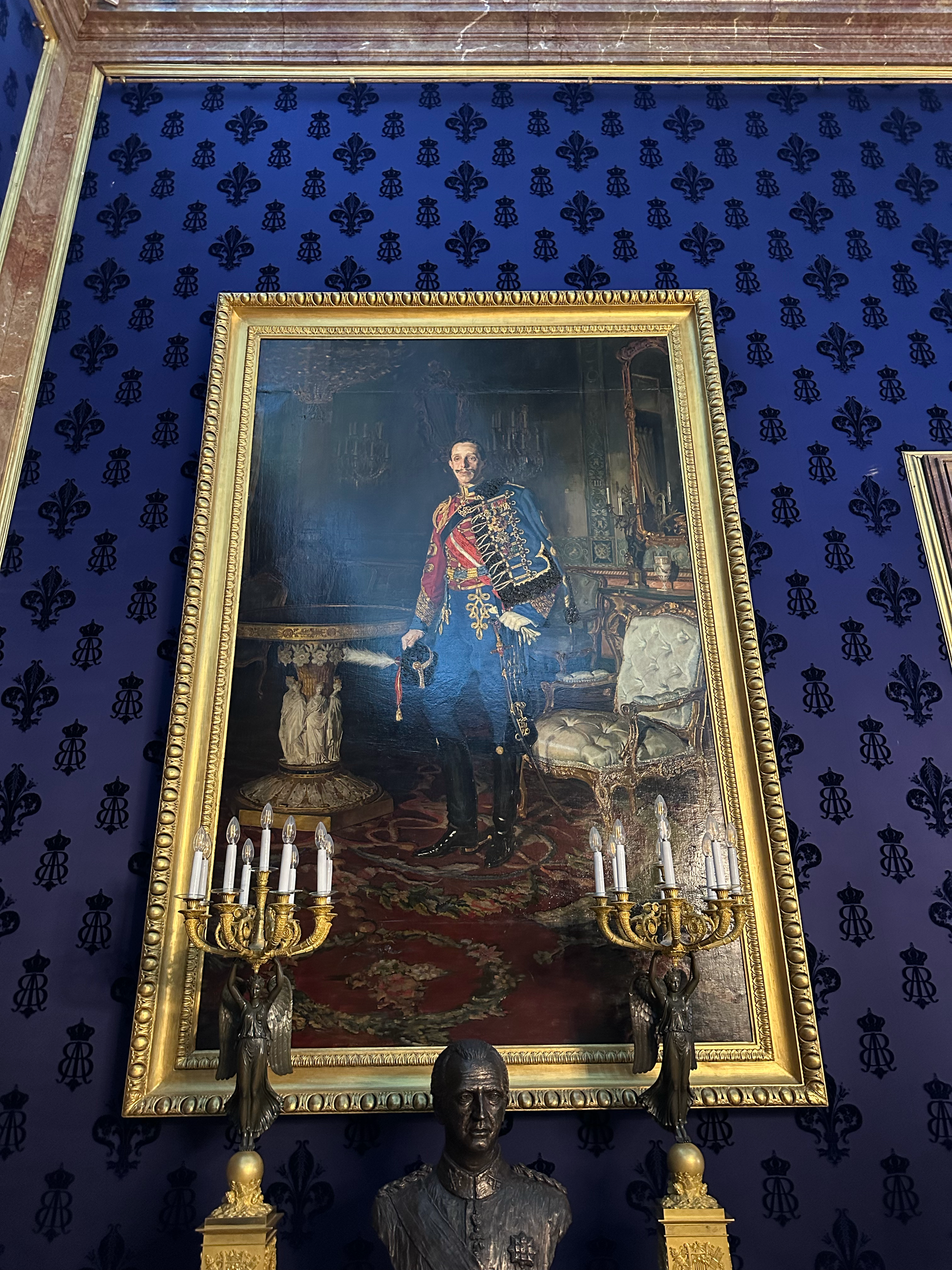 The Spanish Royal family is difficult to keep up with (perhaps because we learn more about the British Royal family in the U.S. than we do about other European kingdoms). This painting is of King Alfonso XIII. He became the Monarch of Spain at his bi