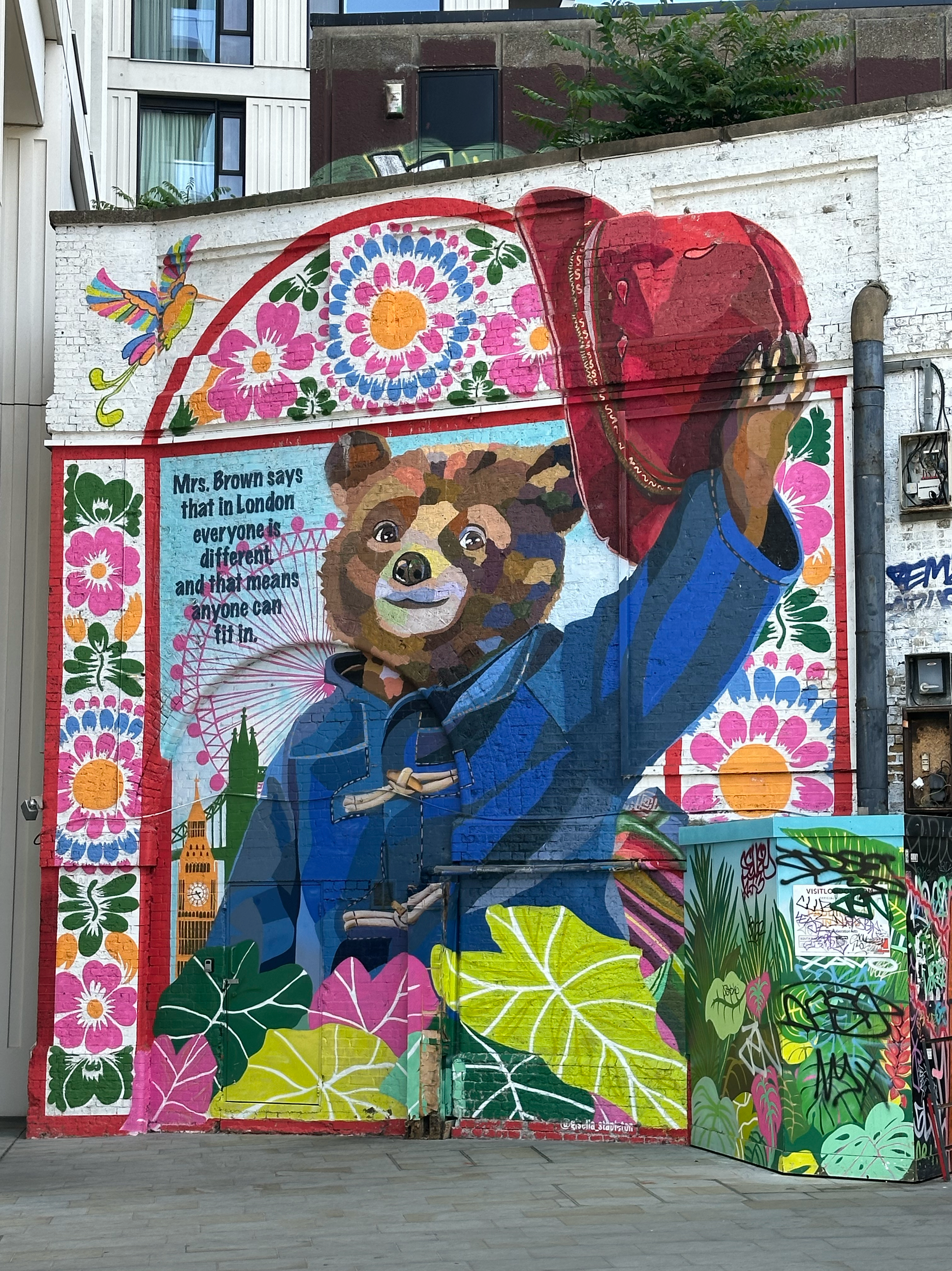 We loved that this mural greeted us shortly after we exited the Metro. "Mrs. Brown says that  in London everyone is different and that means anyone can fit in."