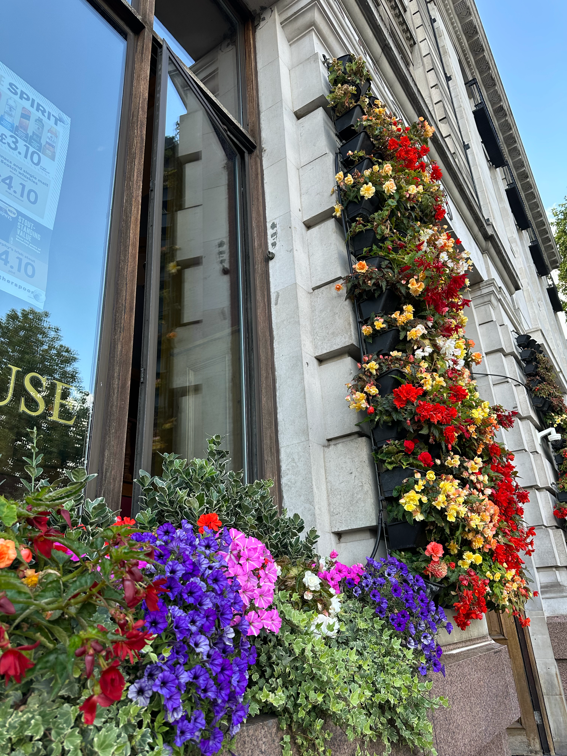 Fresh flowers could be found outside most pub windows