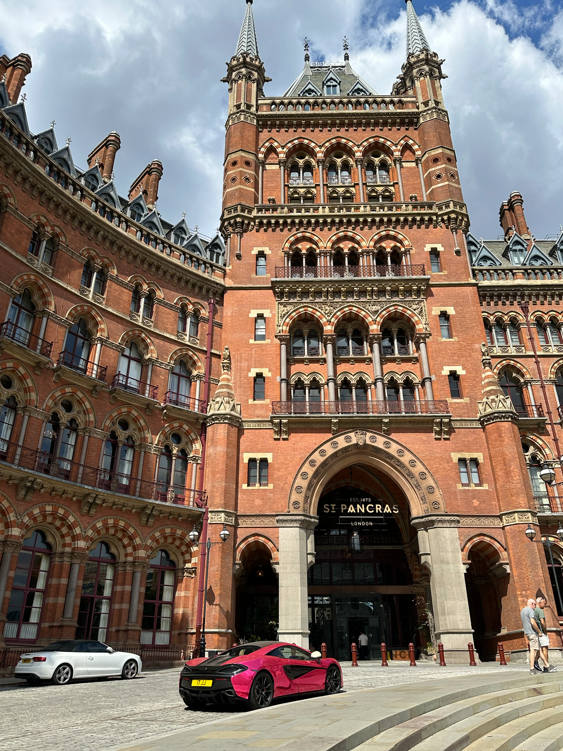 St. Pancras Renaissance Hotel, right outside the train station, and look at that fancy car!