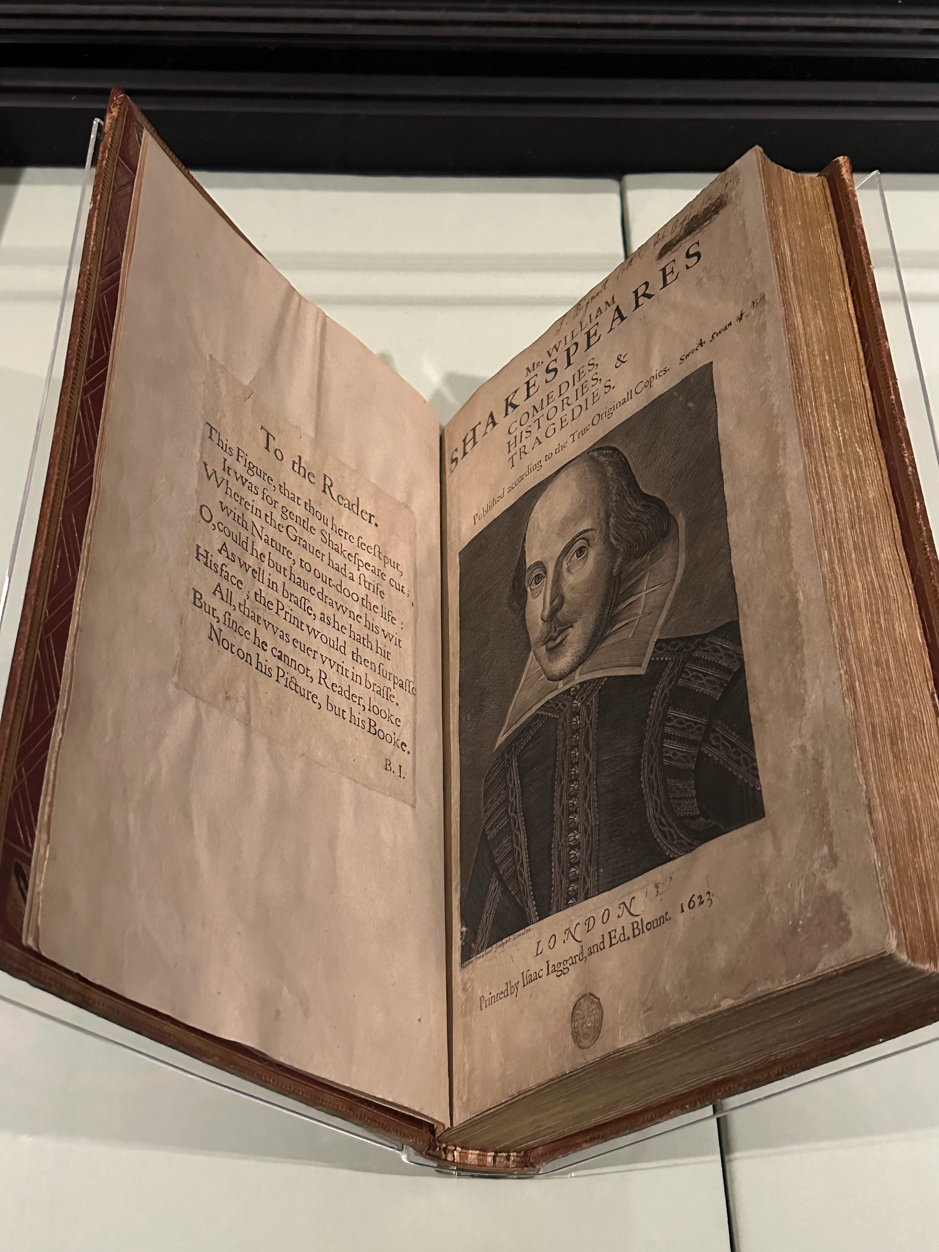Shakespeare's First Folio- published seven years after his death and containing 36 of his plays, many of them never published before.