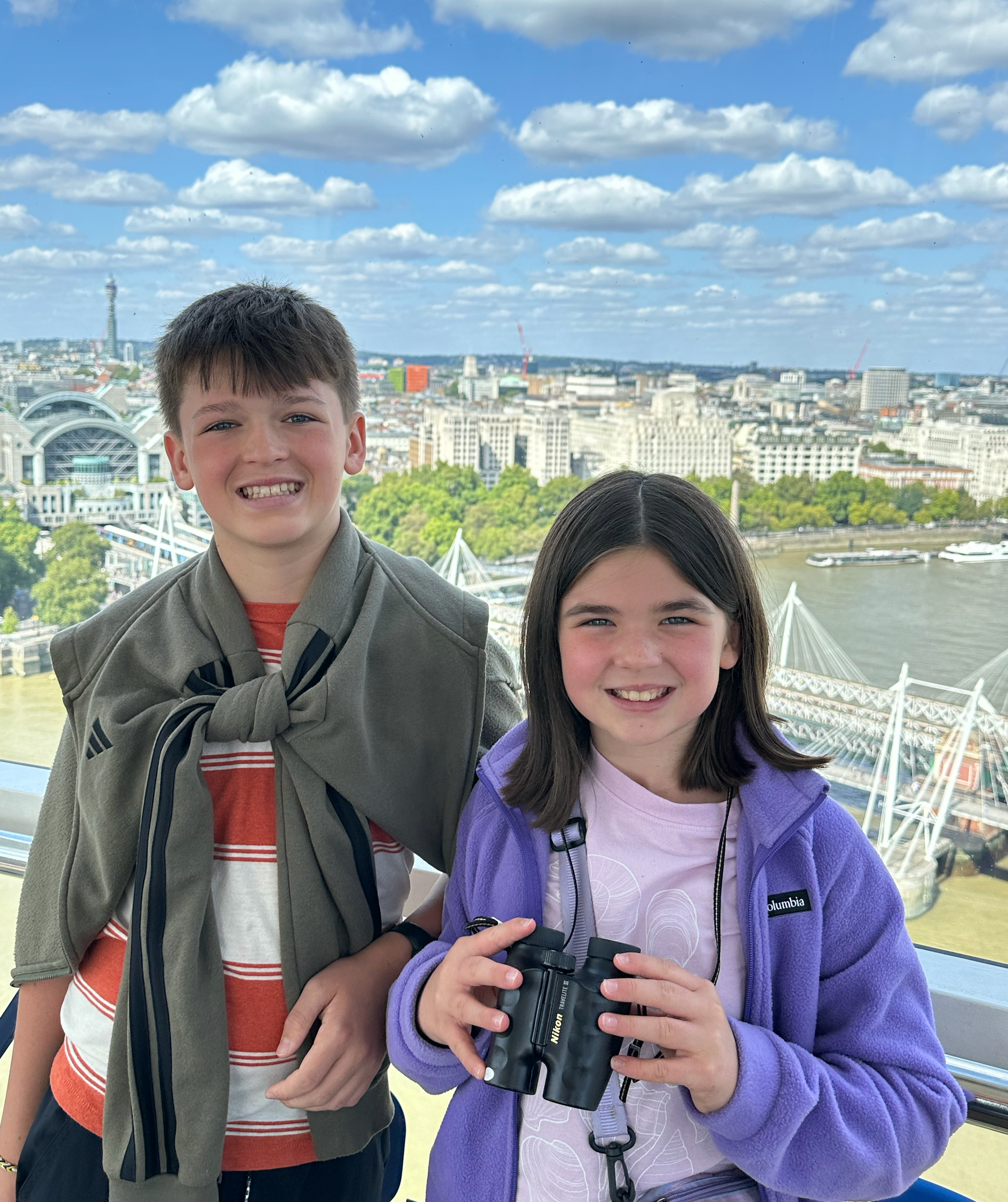 The London Eye was open!  The kids loved seeing across the city and we remembered to bring our binoculars!