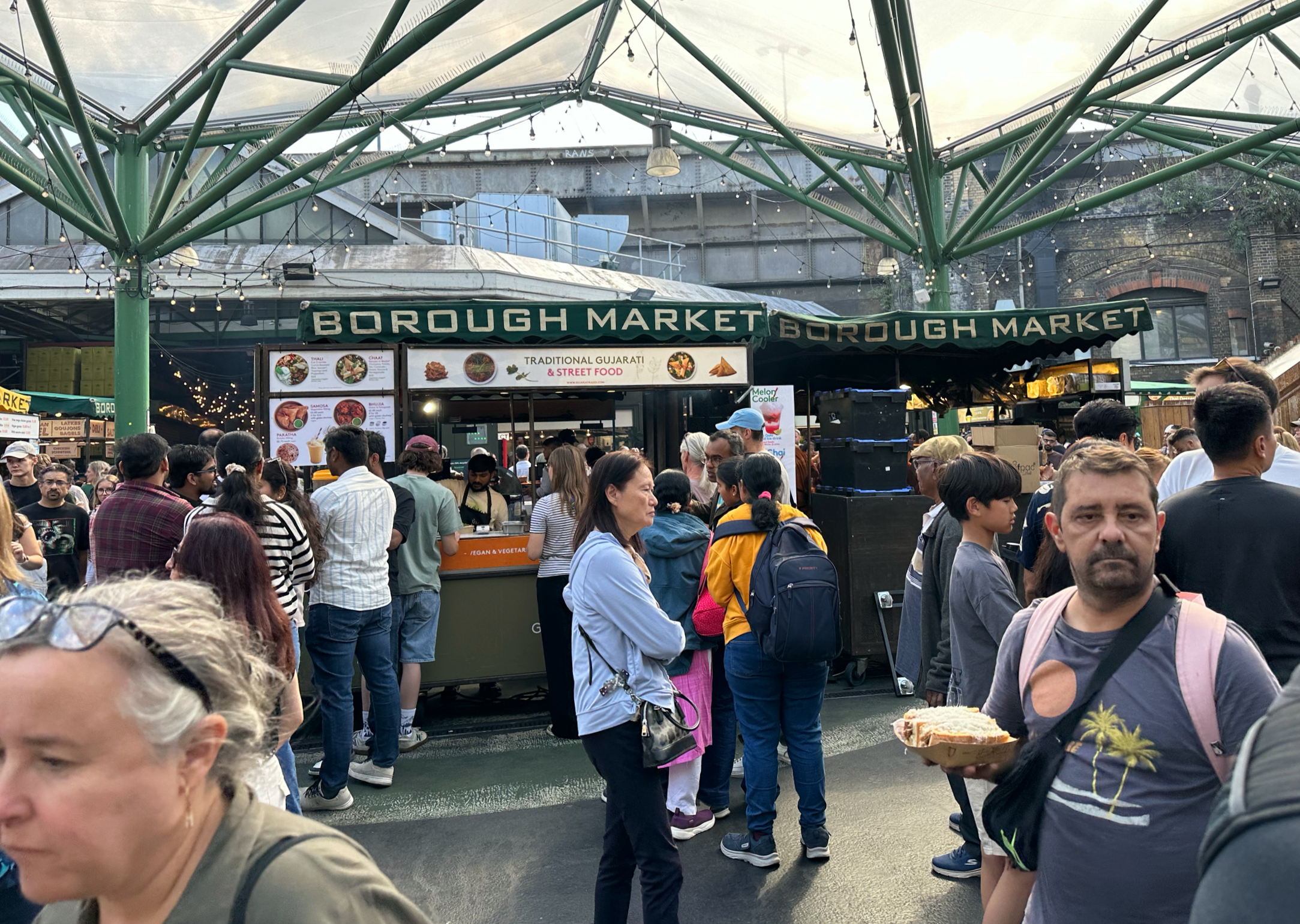 The opening to Borough Market.  I had no idea how far back the Market went.  Thanks to the Watsons and Harbesons for some food recommendations here.