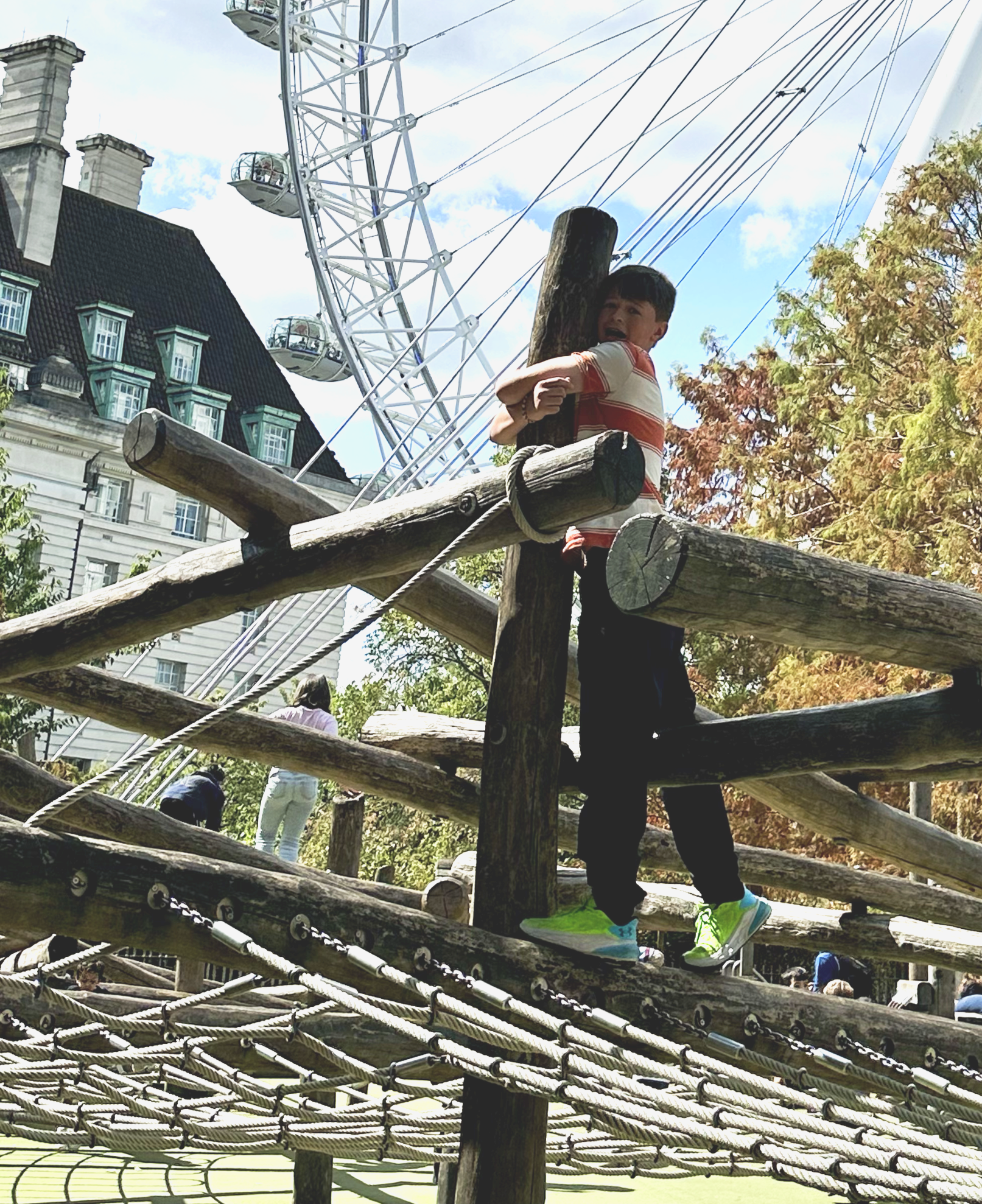 This summarizes Joshua's feelings about this playground.  Haha.