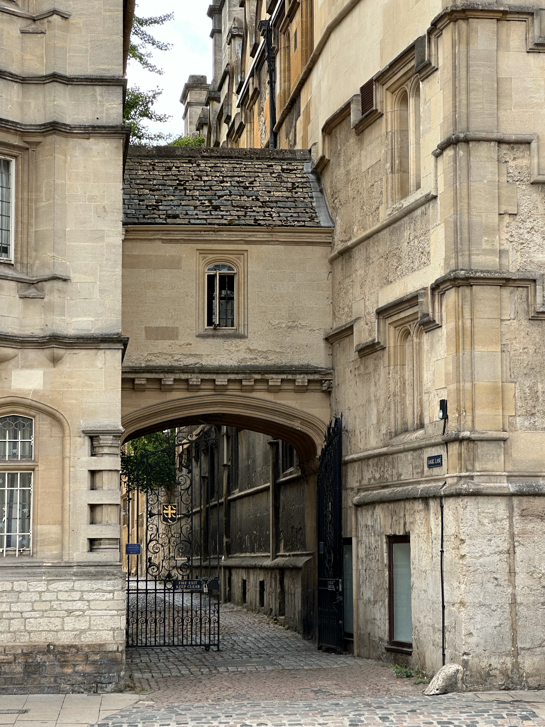 There is a famous bridged archway between buildings in Oxford called the "Bridge of Sighs," but this isn't it.  Haha.