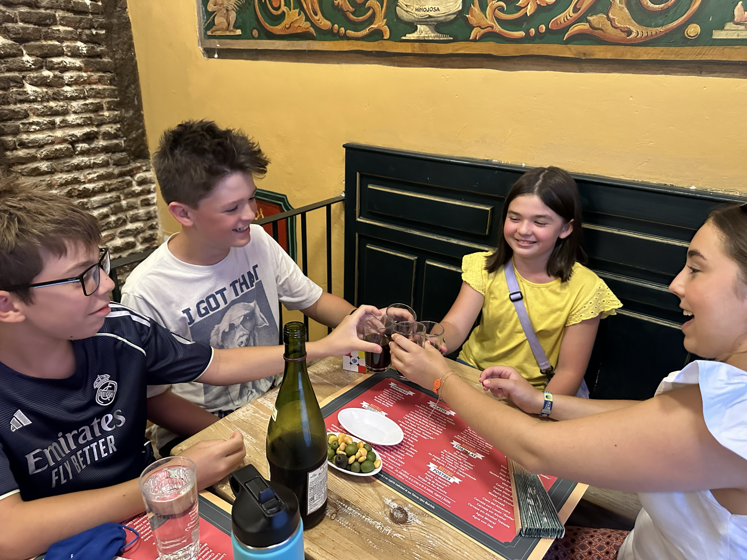 Our kids became fast friends- toasting with Castillo de Salobreña (a non-alcoholic tropical-like grape juice).