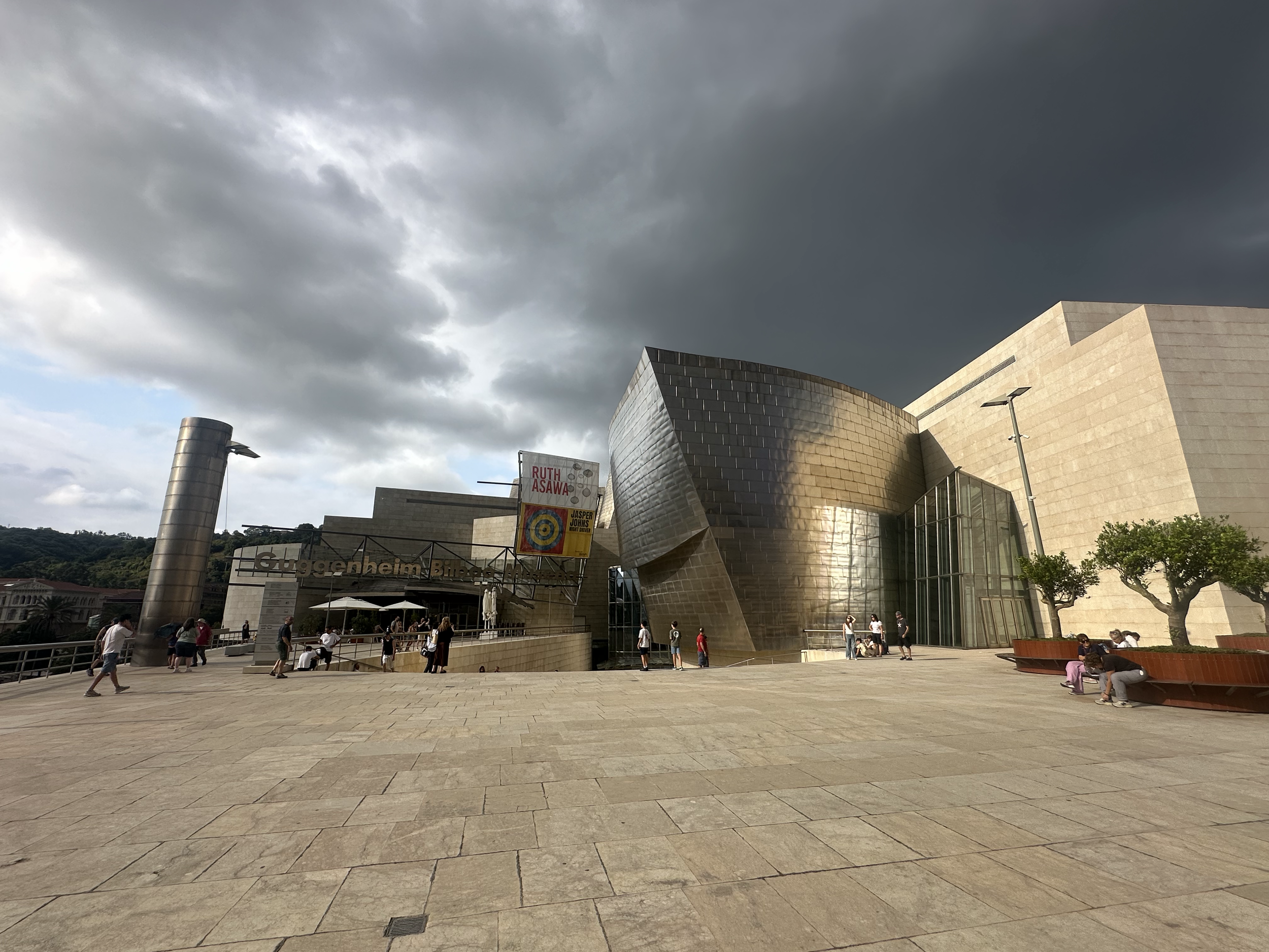 This ominous image is of the entrance to the Guggenheim in Bilbao.  Who says you can't appreciate nature and art in one day?