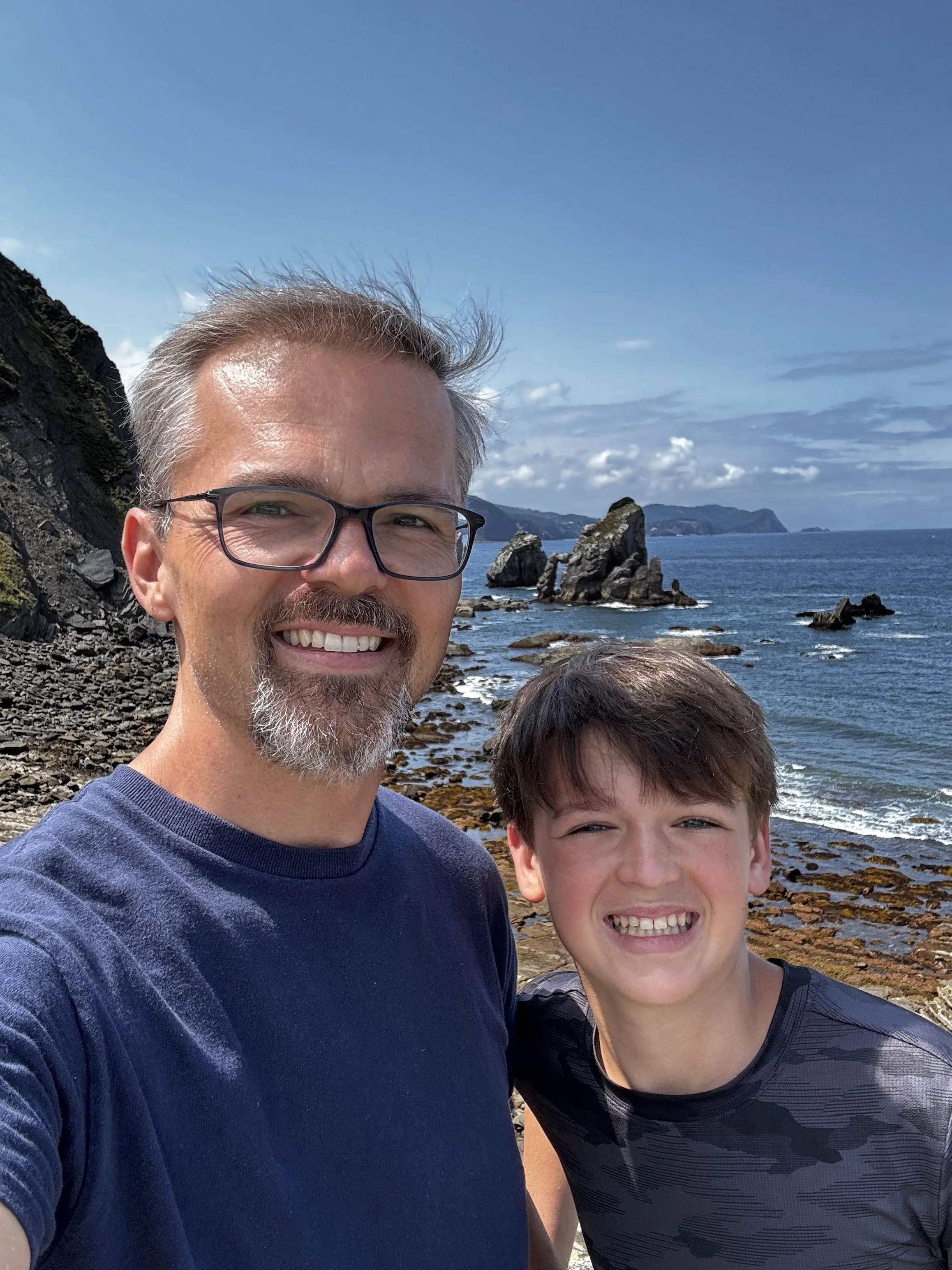 Along the Bay of Biscay, getting ready for the 241 step climb to the 10th century hermitage dedicated to John the Baptist