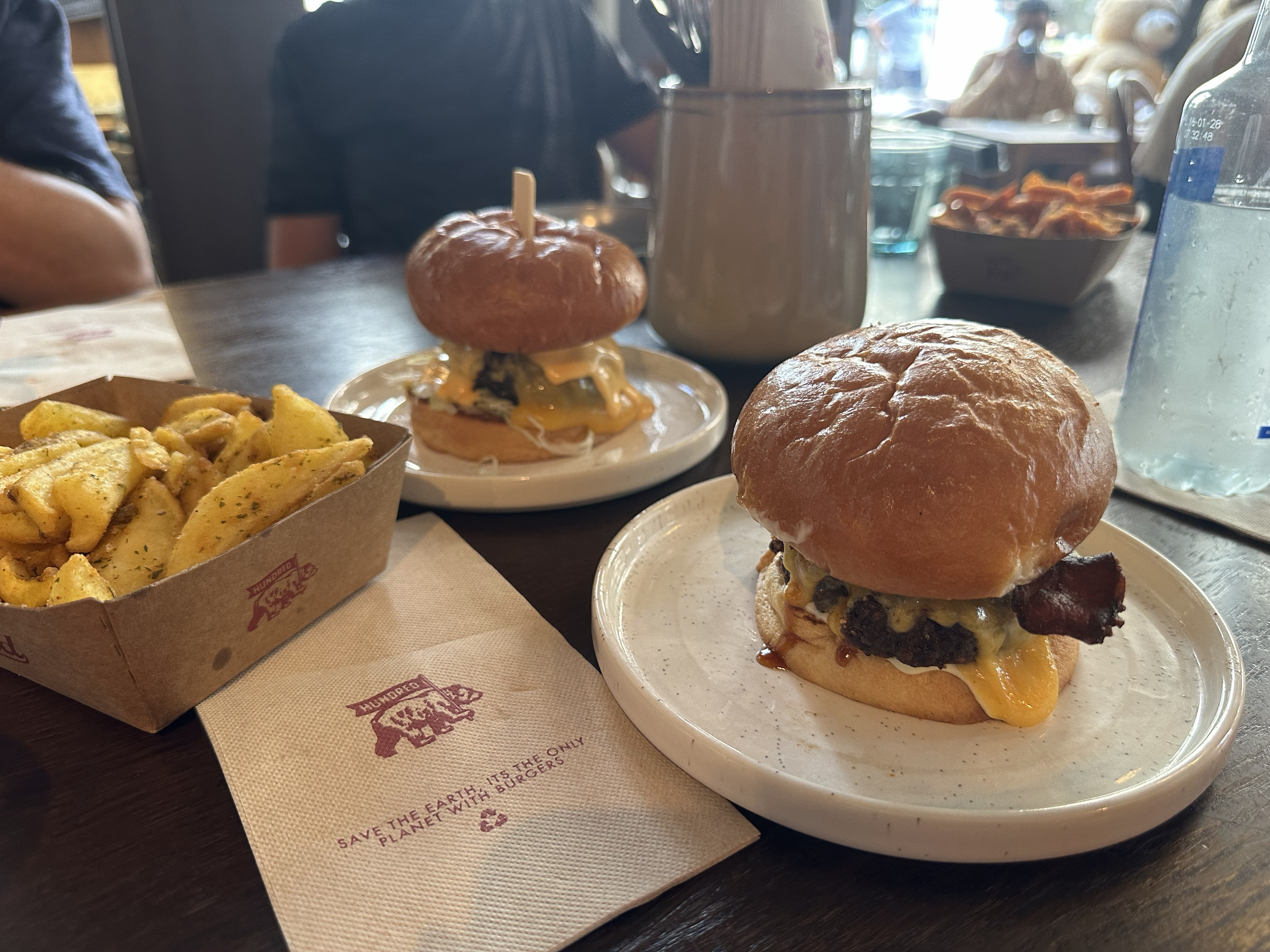 The restaurant had a cool vibe and the burgers were delicious.  World's best- we're not so sure about that.  