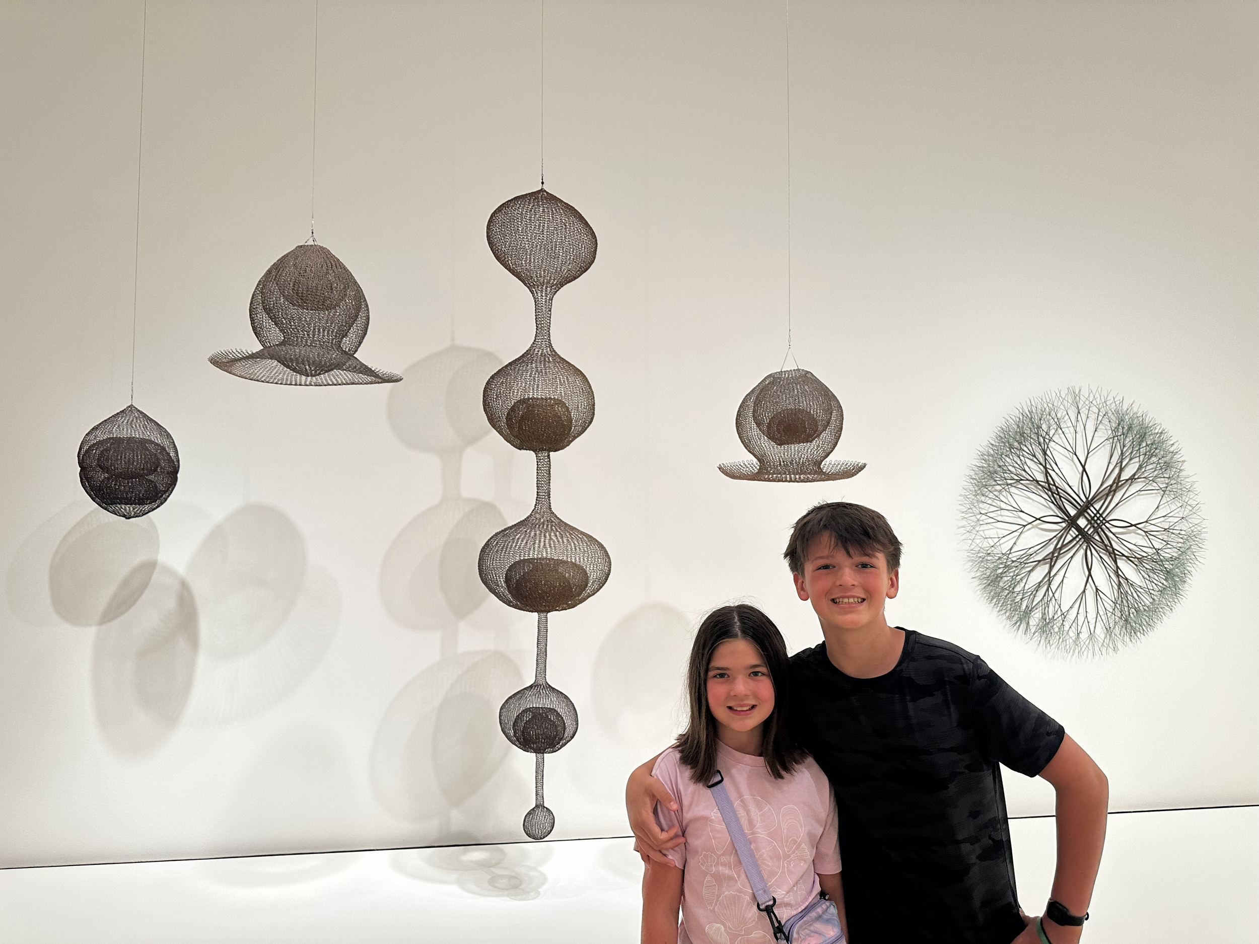 Joshua and Amelia loved exploring her sculptures.  