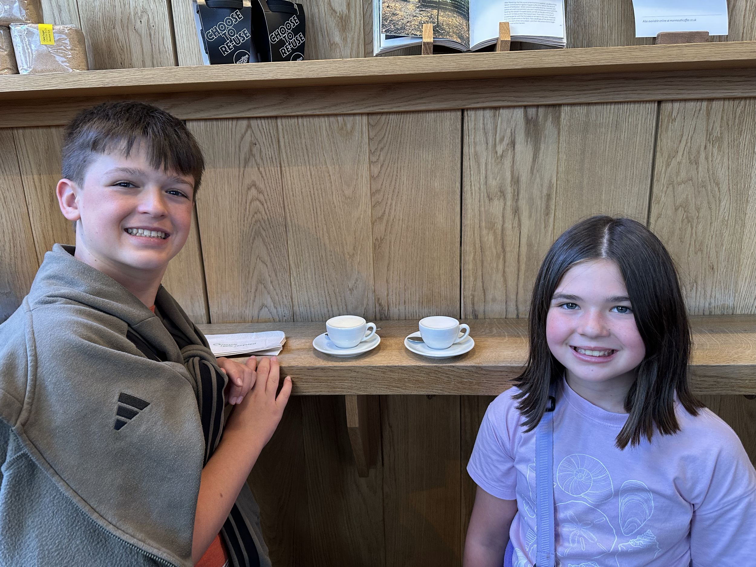 And while we had coffee, the kids enjoyed a Babychino of warmed milk with sugar on top.