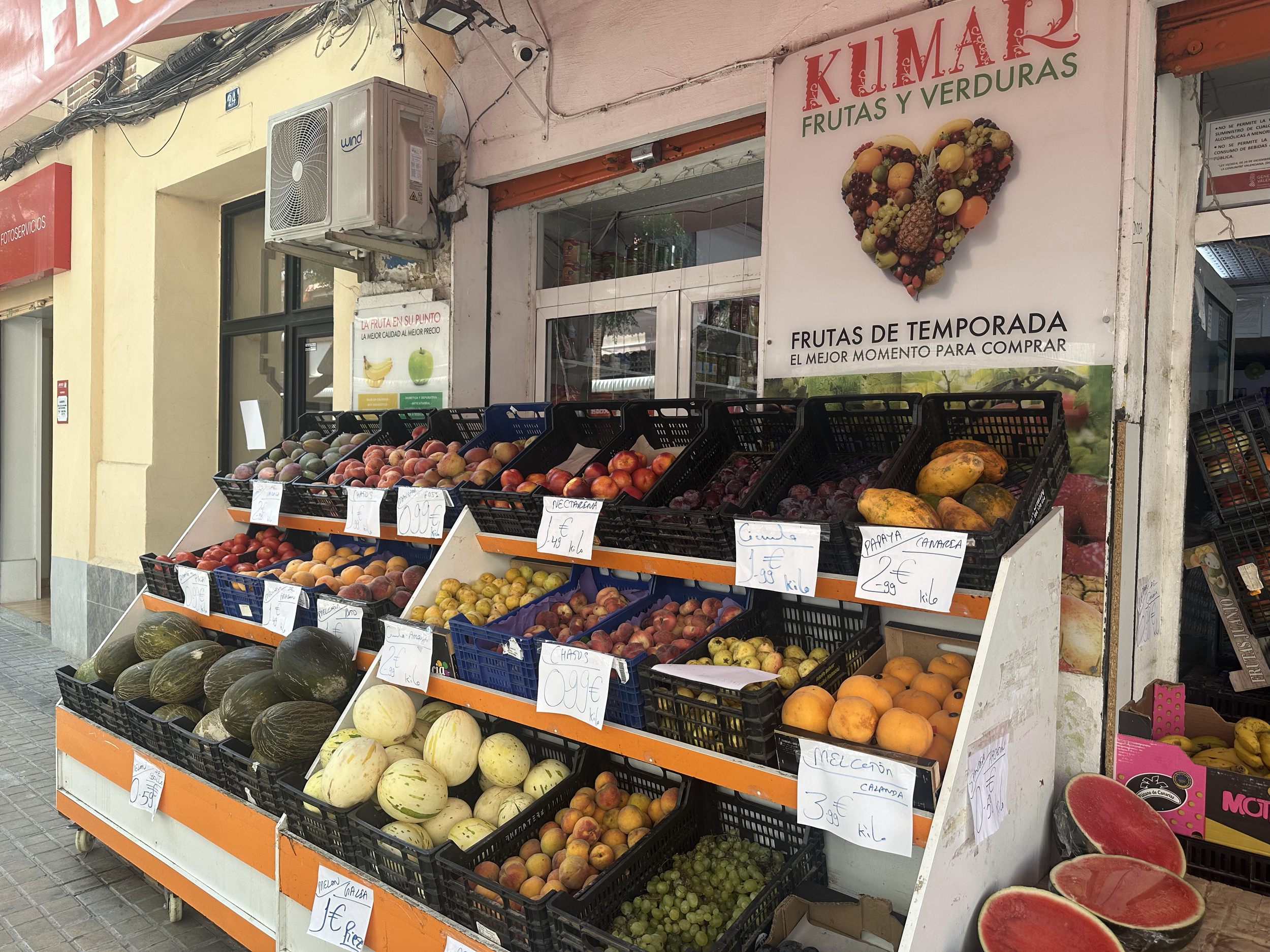 Fruit and vegetable stands are found on almost every block.