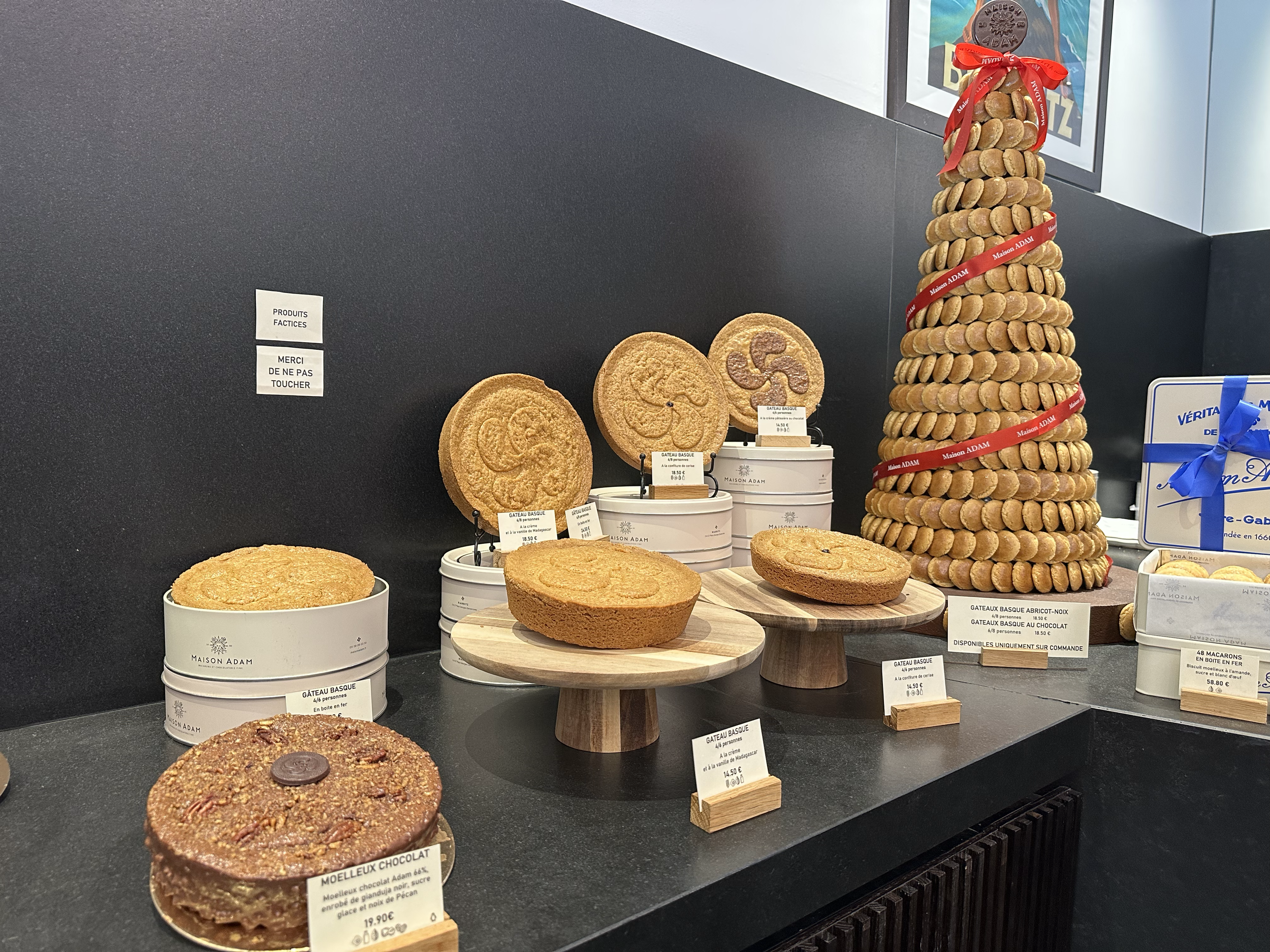 We stopped at the beautiful Maison ADAM to admire the Basque pies and the tower of macarons.  We may have also purchased some macarons to enjoy as we strolled through town.   