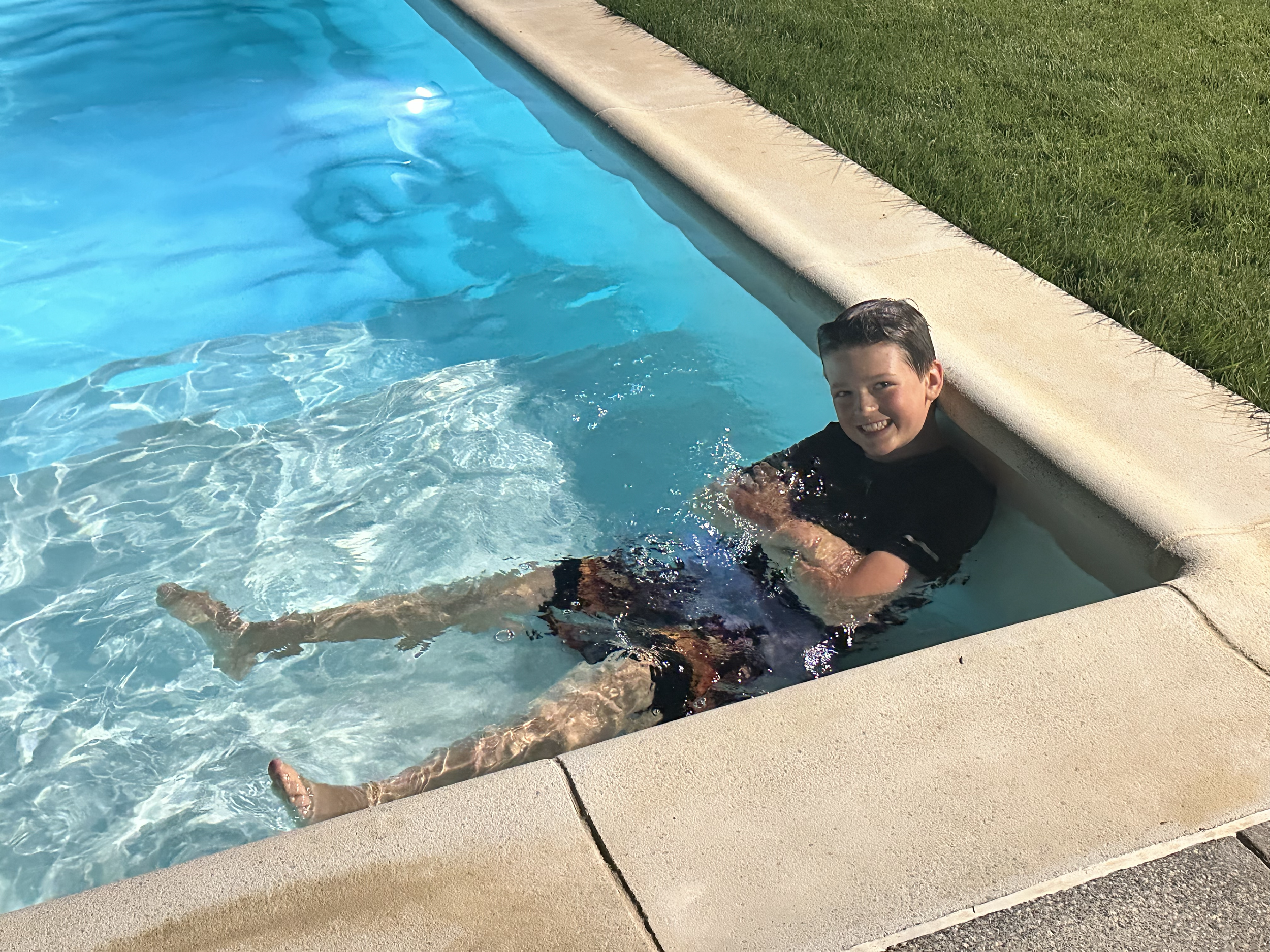 He would have stayed in the pool all night, but we had to leave to drive to Pamplona to get to our hotel before midnight.  Thankfully, Srta. U came along with us.