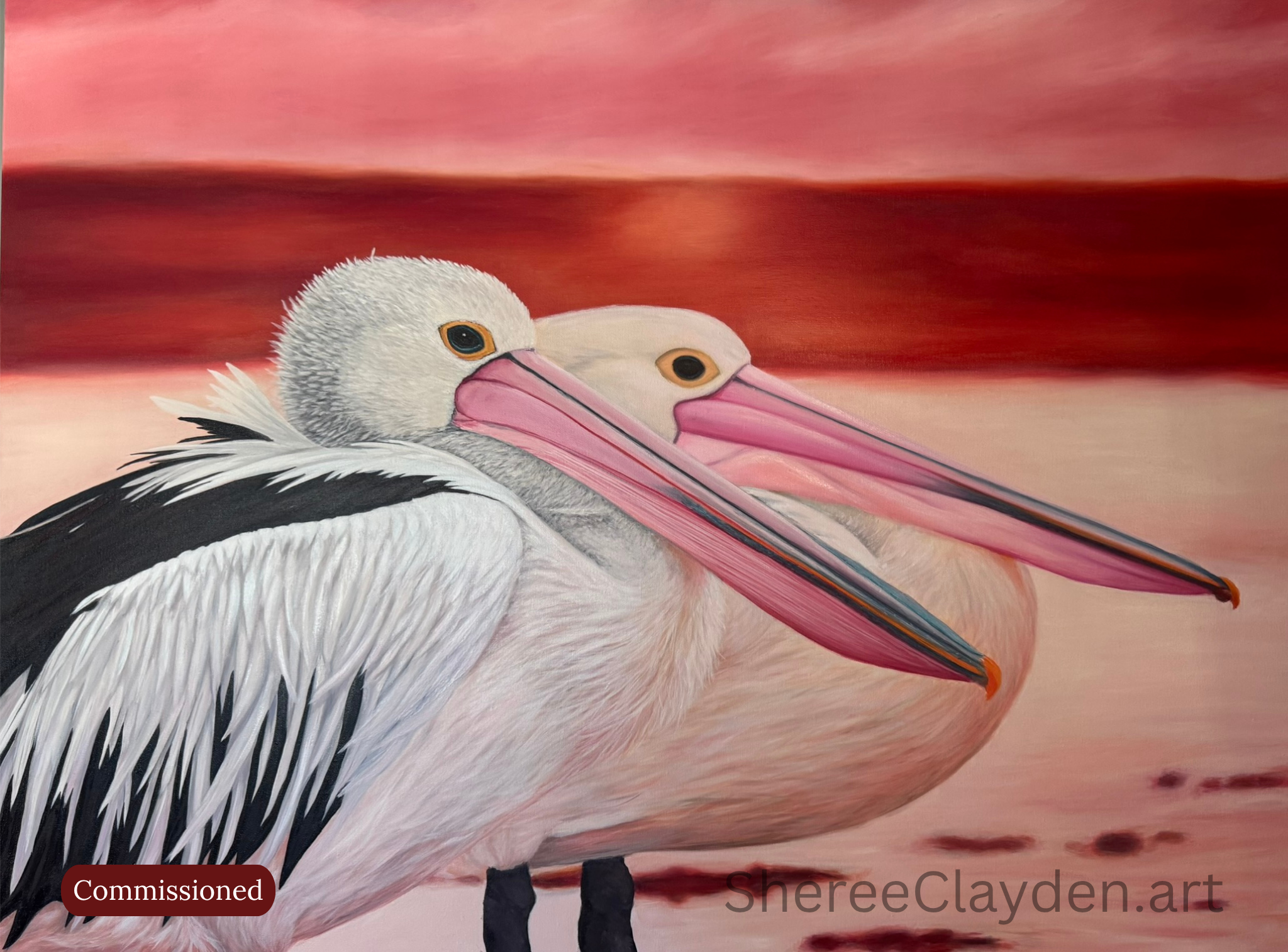Pelicans at Sunset

There's something special about these two. Standing together at the water's edge as the sun goes down, looking out in the same direction. I love the warmth of the sunset against those beautiful pink bills and the feeling of stilln
