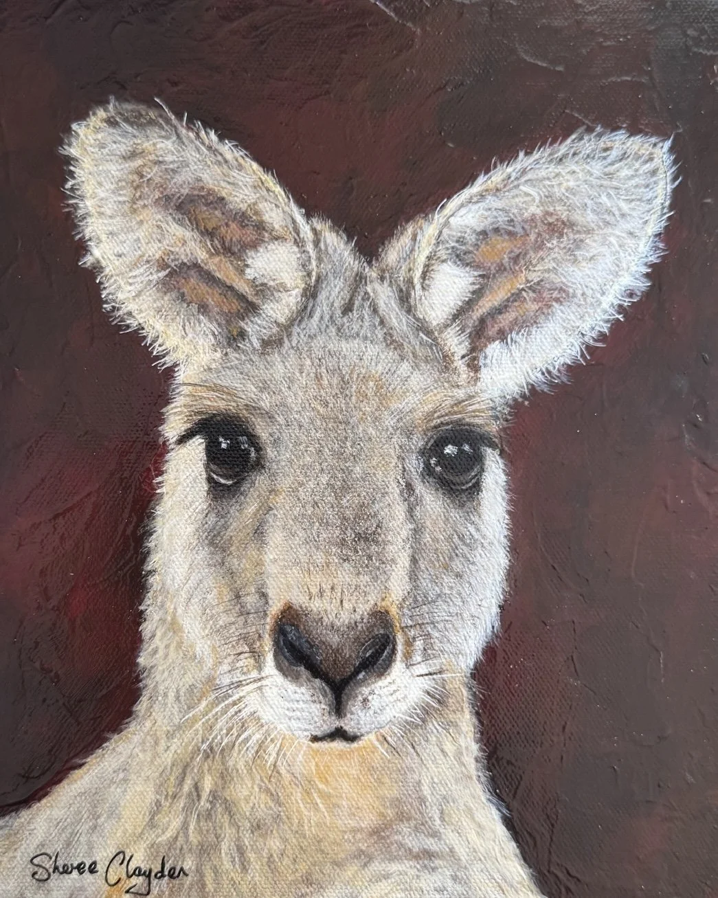 Eastern Grey Kangaroo original wildlife painting titled Merri by Australian artist Sheree Clayden