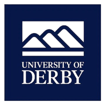 University of Derby logo with a stylized mountain graphic.