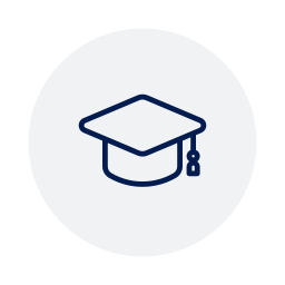 Icon of a graduation cap with the number 8