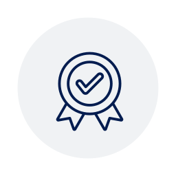 Certificate or award with a checkmark in the center