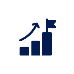 Icon of a rising bar chart with an upward arrow, indicating growth or progress