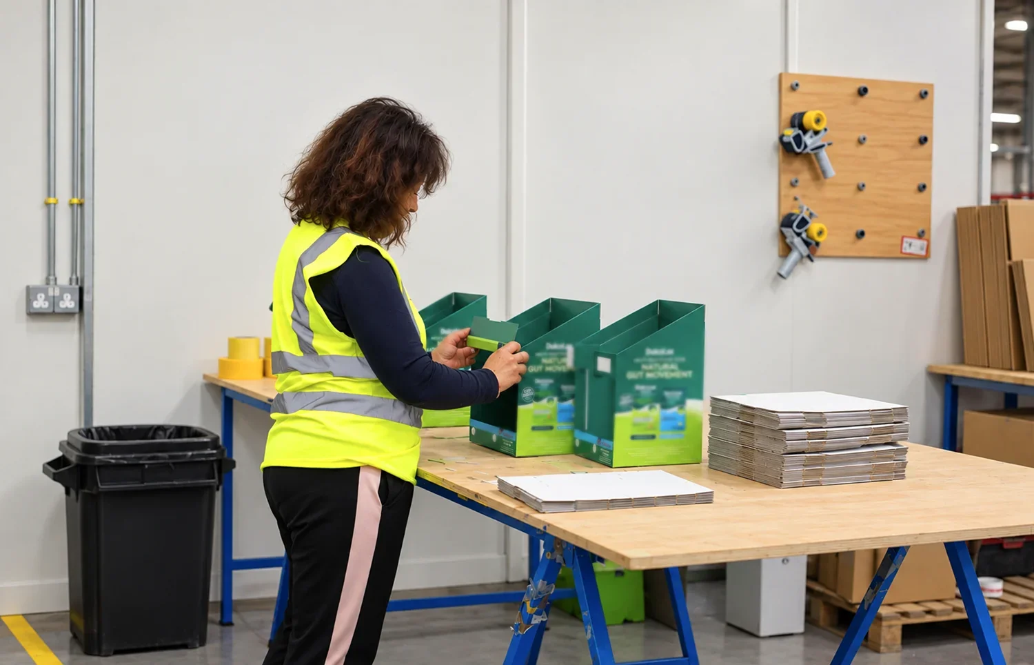 woman in warehouse preparing POS items