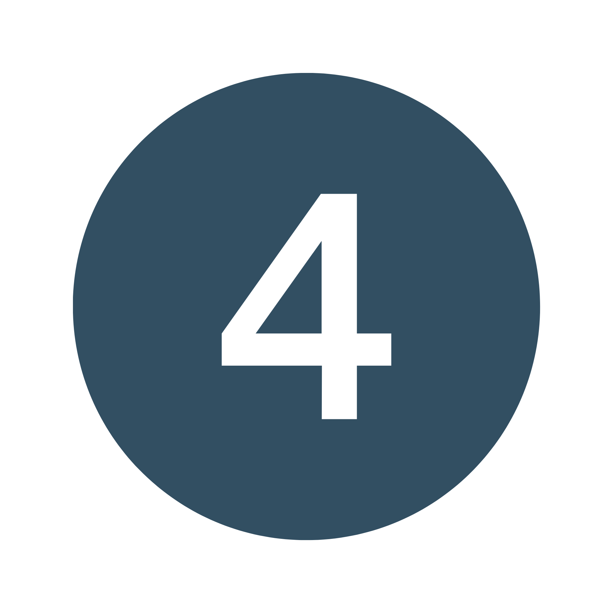 A dark blue circle featuring a hollowed-out number four in the center, indicating the fourth step of working together.