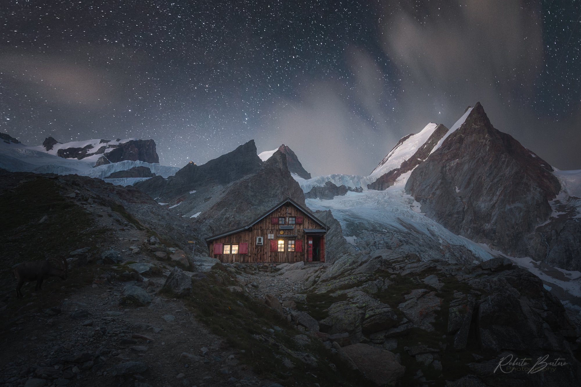 Mezzalama refuge by night