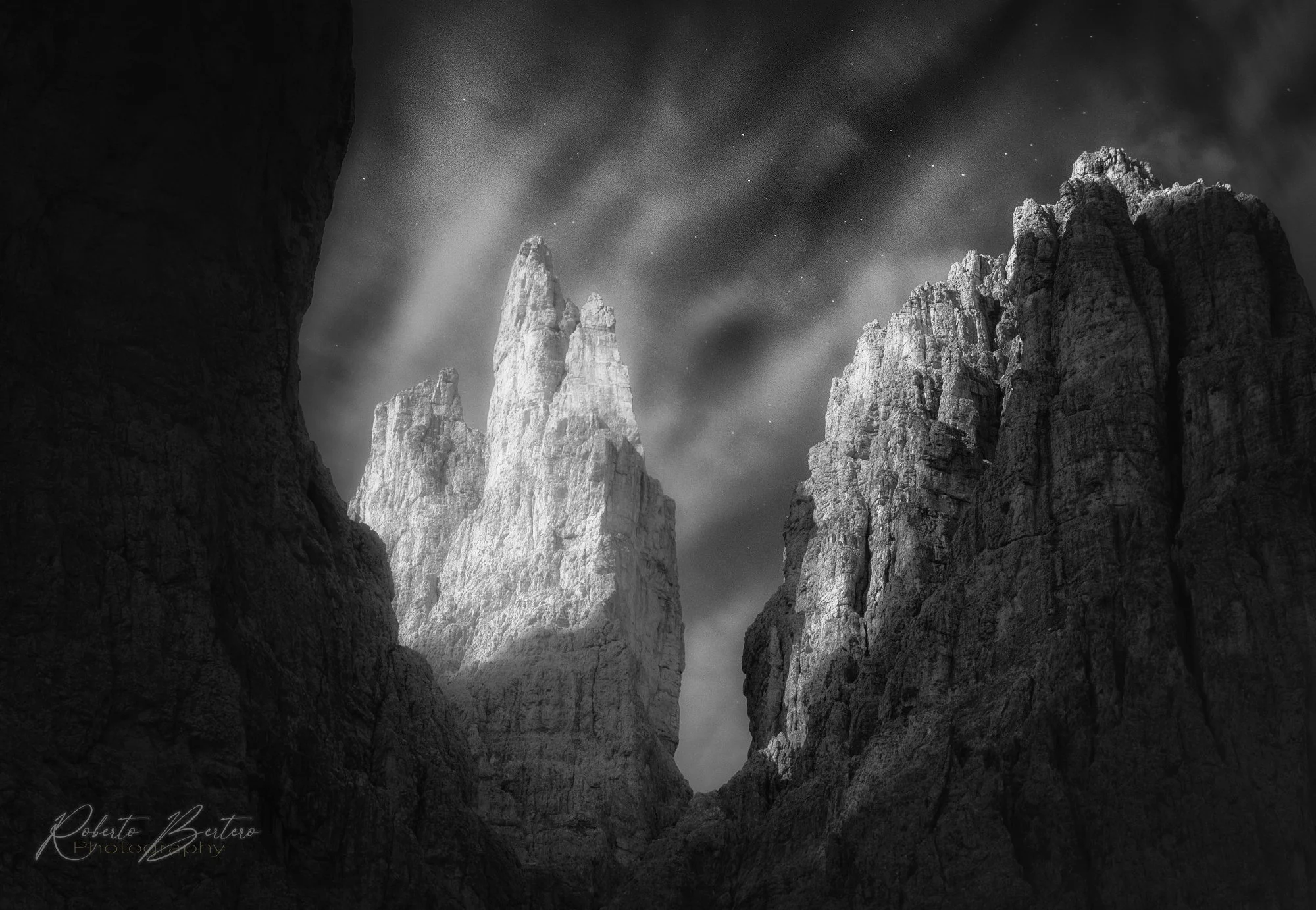 Vajolet Towers at Moonlight