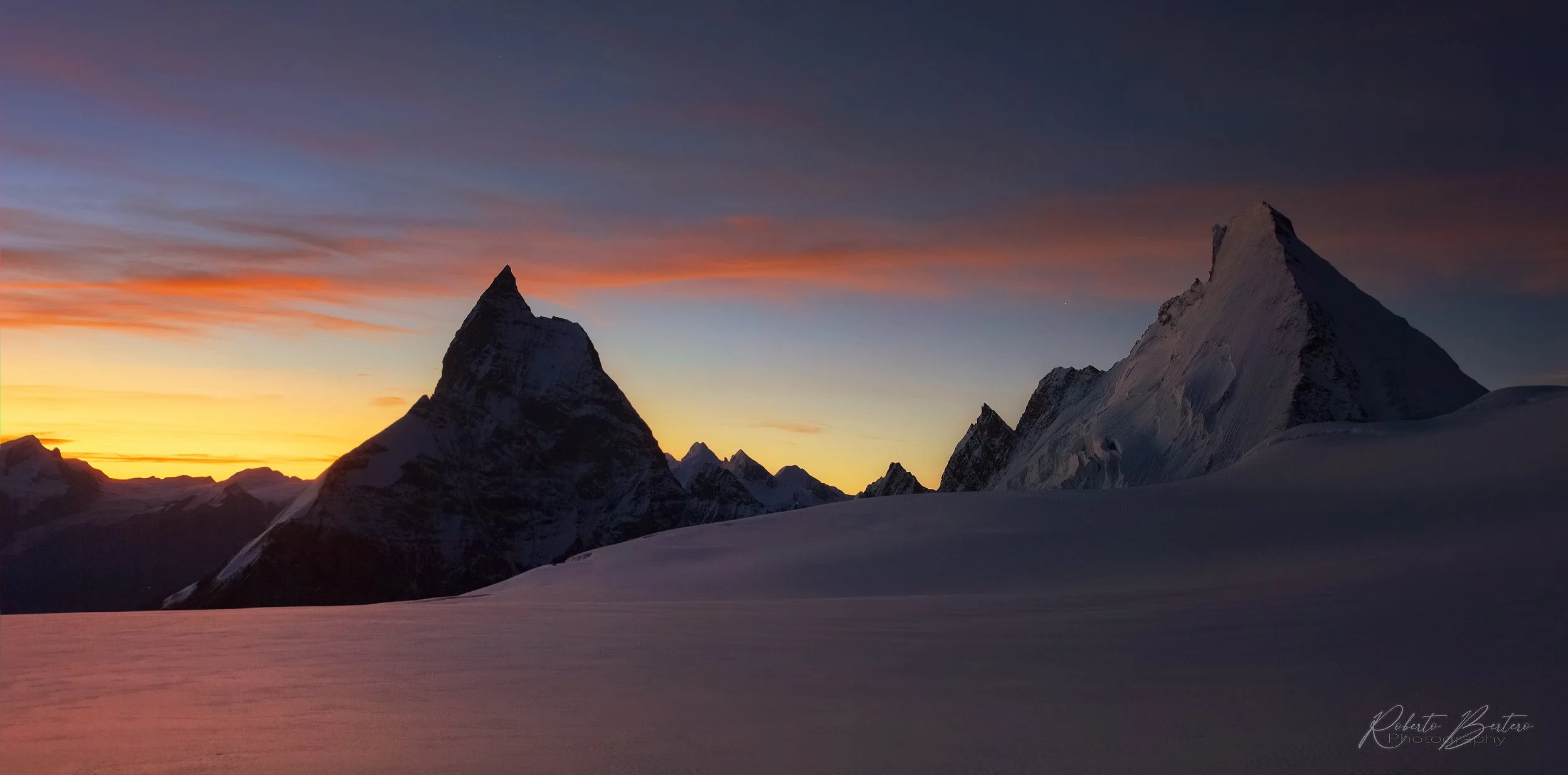 Matterhorn and Dent d'Herens at Dawn