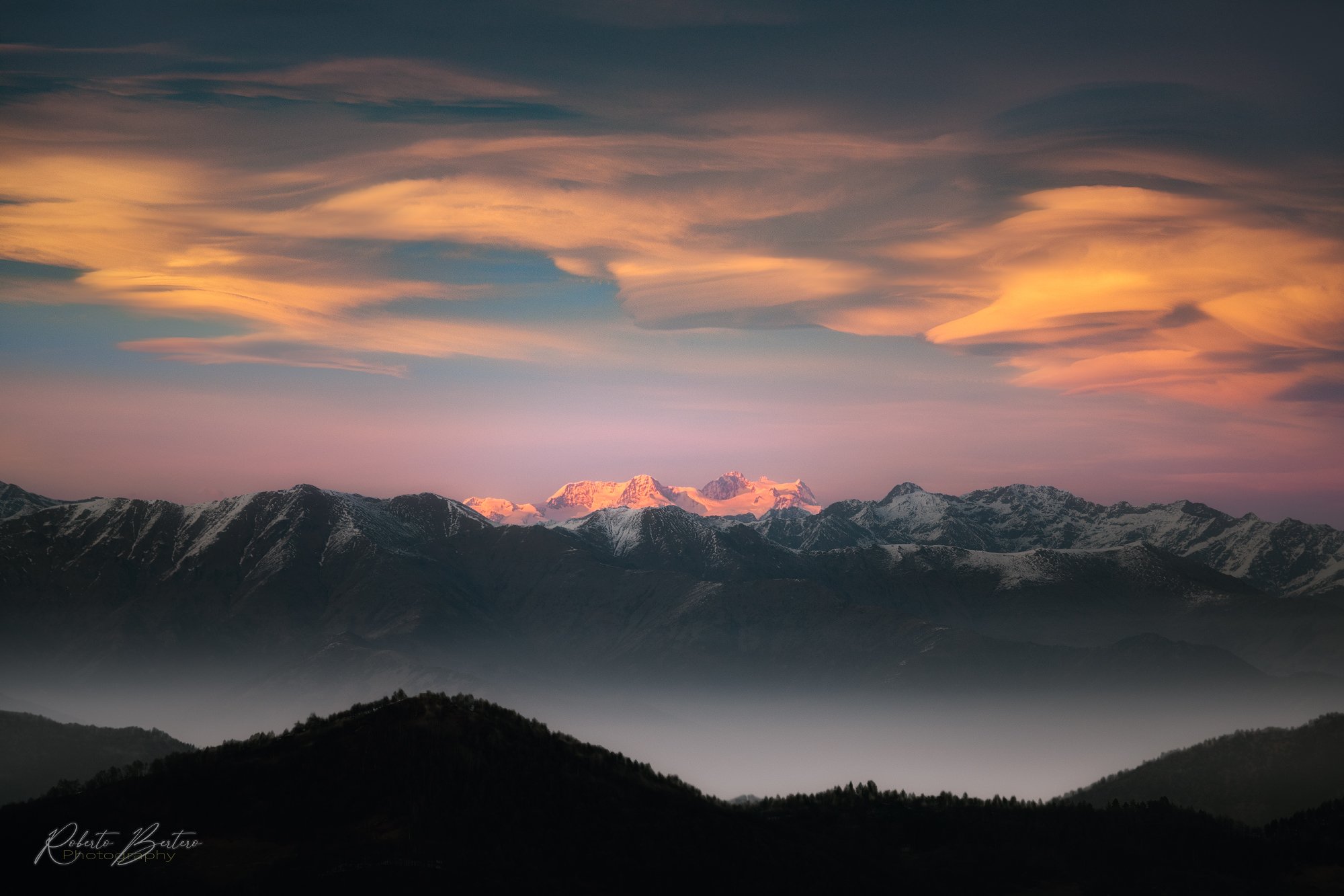 A Beautiful Sunset of Monte Rosa
