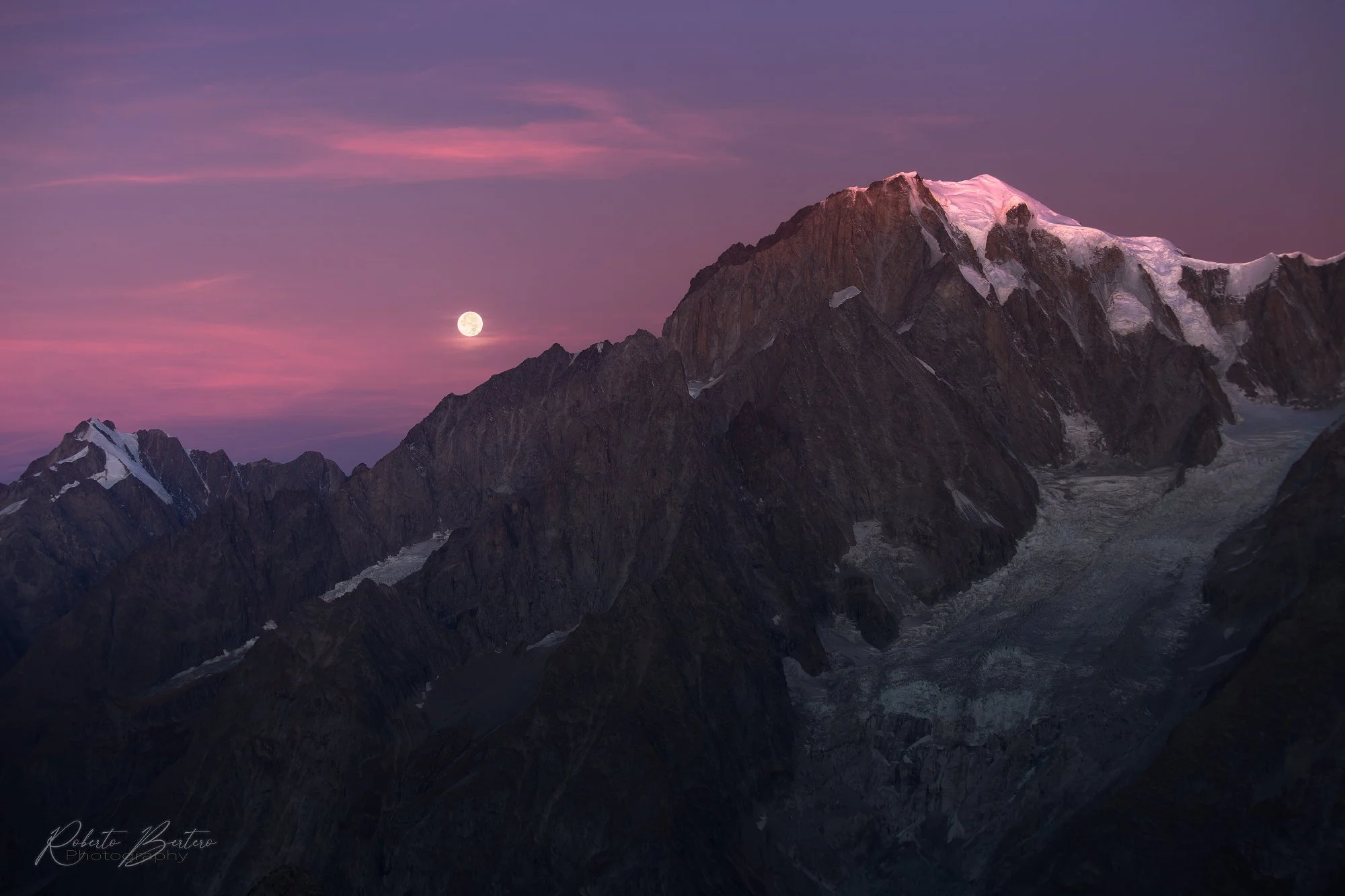 Moon Going to Rest Behind Mont Blanc
