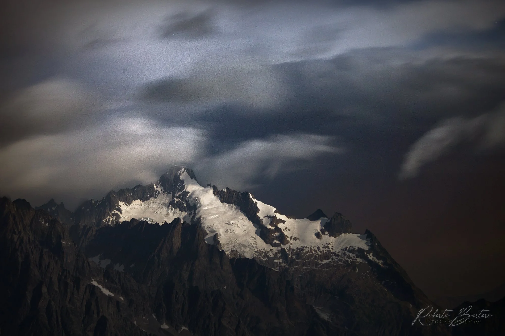 Mont Dolent at Moonlight