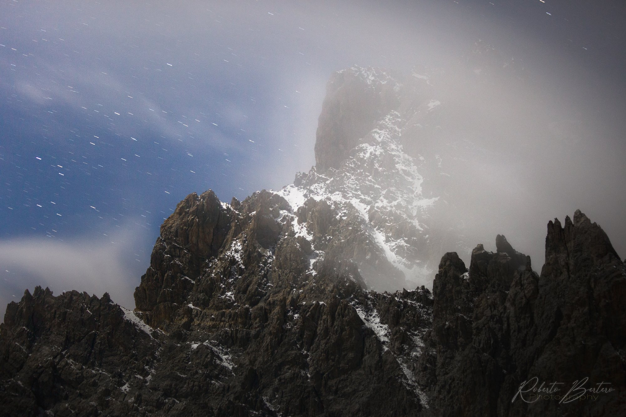 Brec de Chambeyron at Moonlight