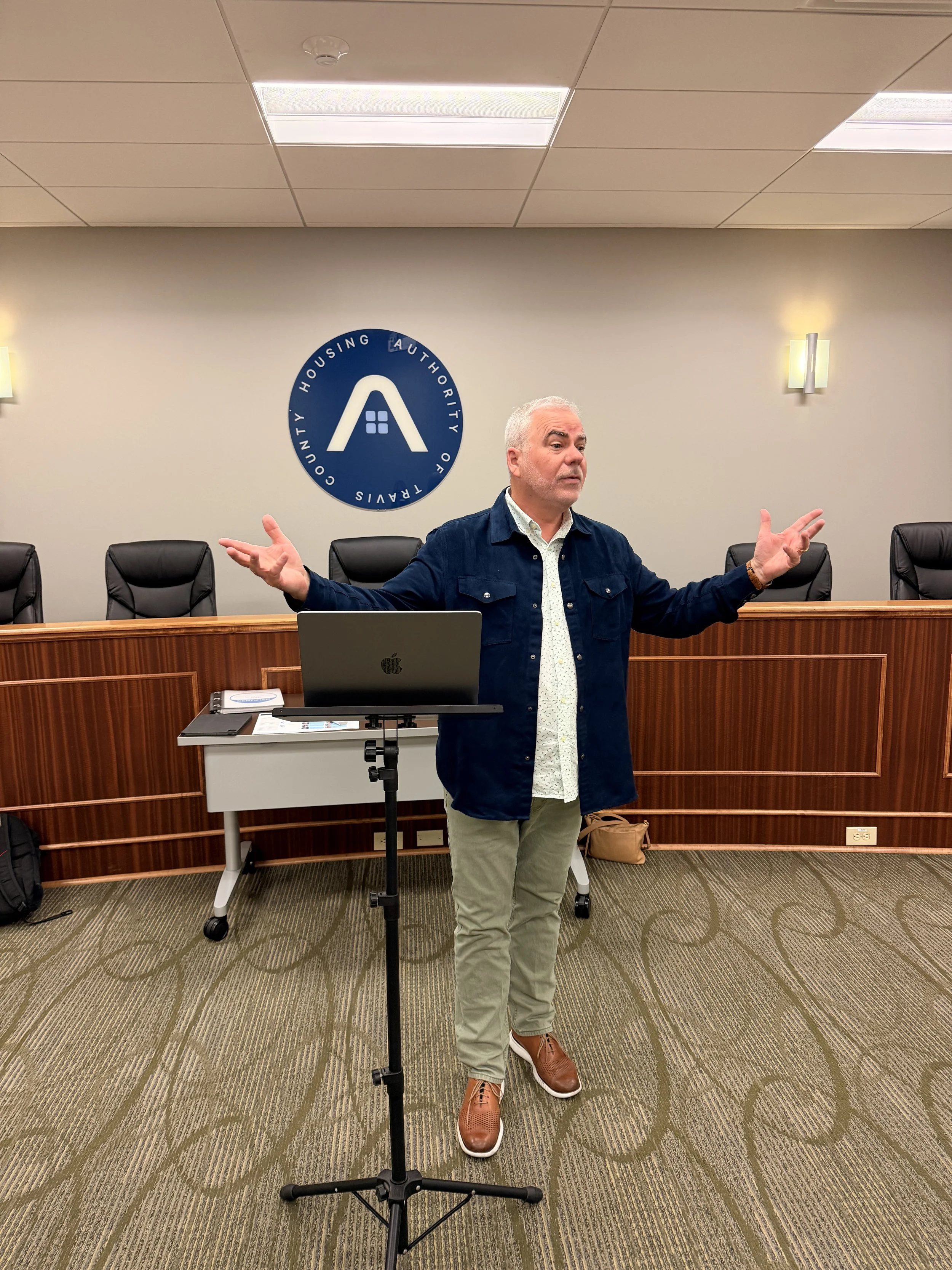 David Cherry conducting a Working Genius workshop for the Housing Authority of Travis County, Texas