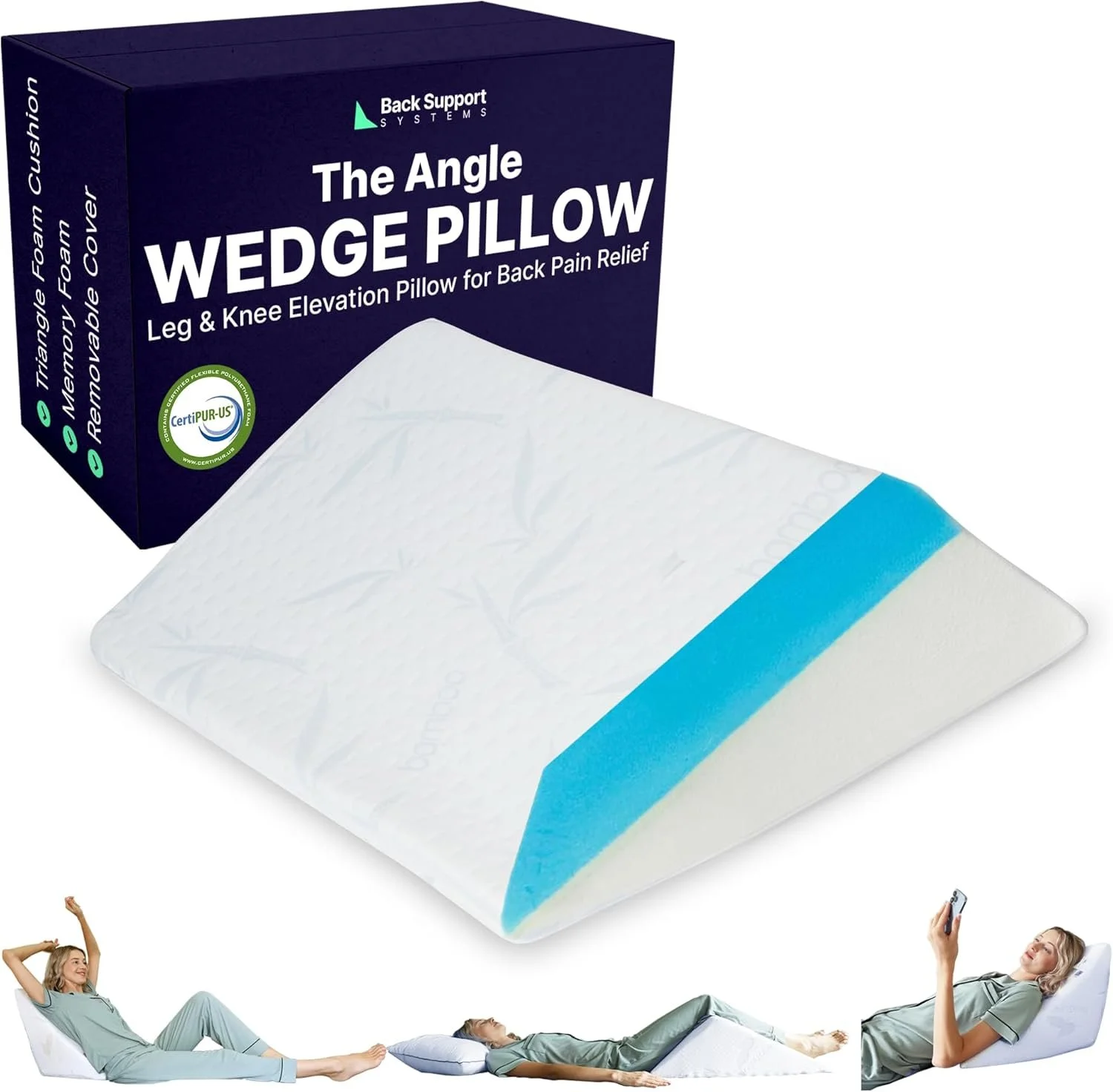 Leg and Knee Pillow Wedge, Body Pain, Lumbar Decompression, Triangle Foam Cushion Bed Bolster, Lower Back Support, Small