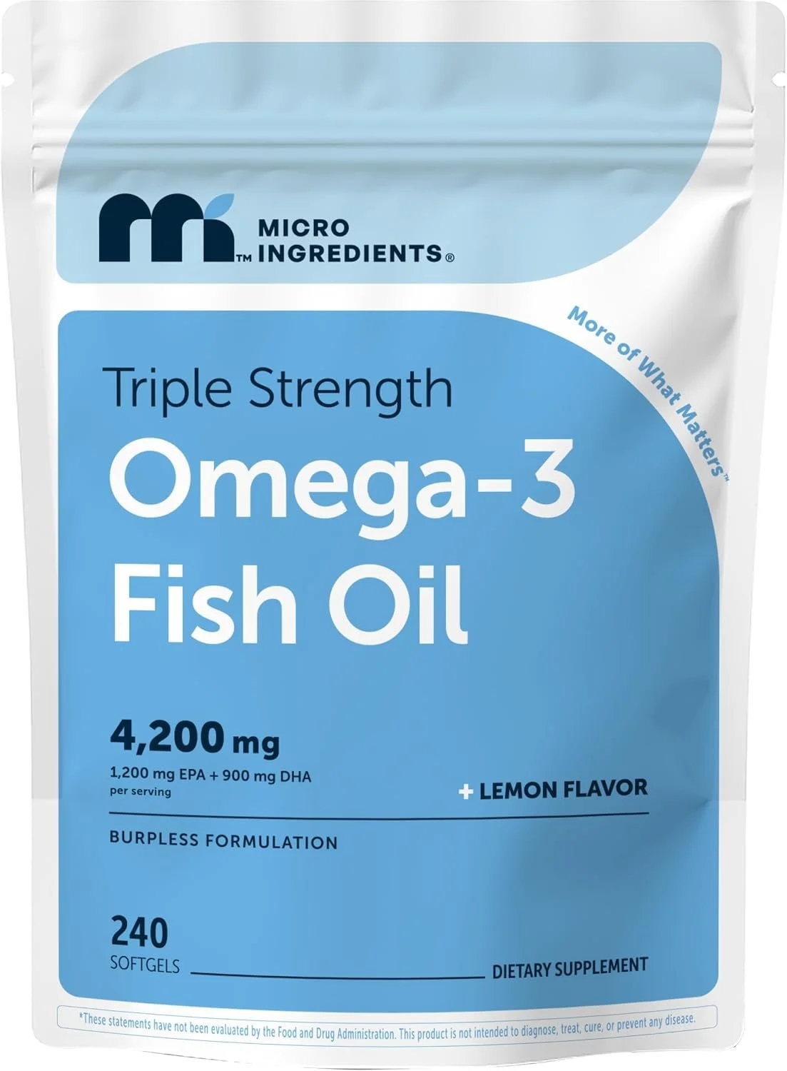 Micro Ingredients Triple Strength Omega-3 Fish Oil 4,200 mg Per Serving | EPA 1200mg + DHA 900mg Per Serving, Wild Caught Fish Source