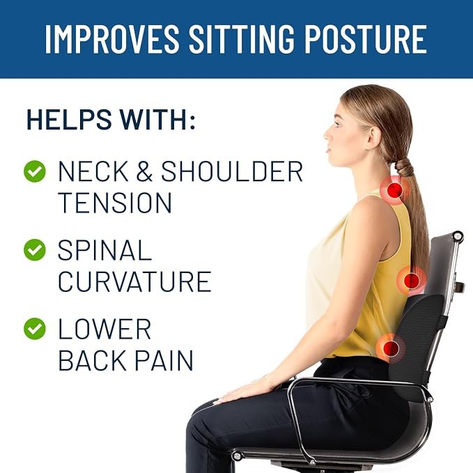 Comfort the Original Lumbar Support Pillow for Back Pain Relief, Posture - Office Chair Back Support for Gaming, Desk Chairs, Car (2 Pack)