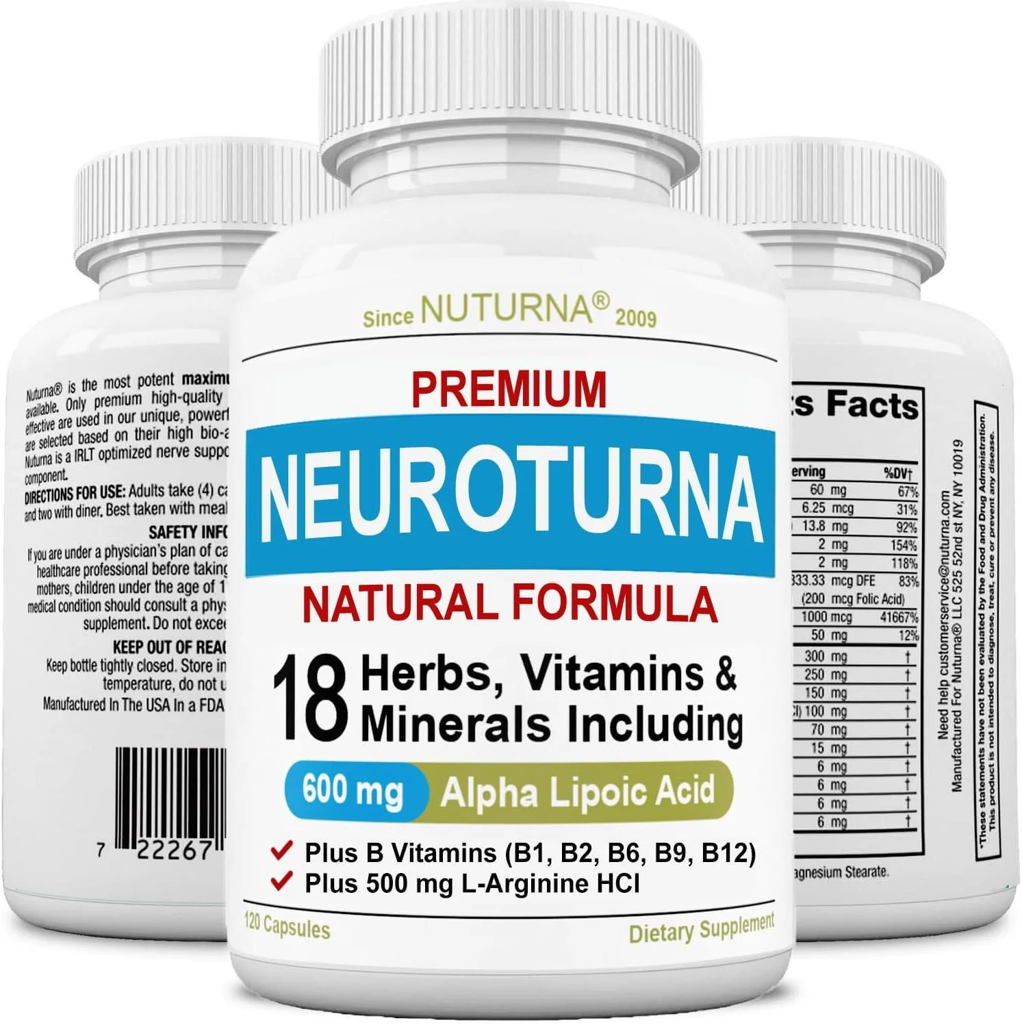 Nuturna Neuroturna Support Supplement with 600 mg Pure Alpha Lipoic Acid - Advanced ALA Formula for Feet Hands Fingers Legs - Ultra Potent 18 in 1 Natural