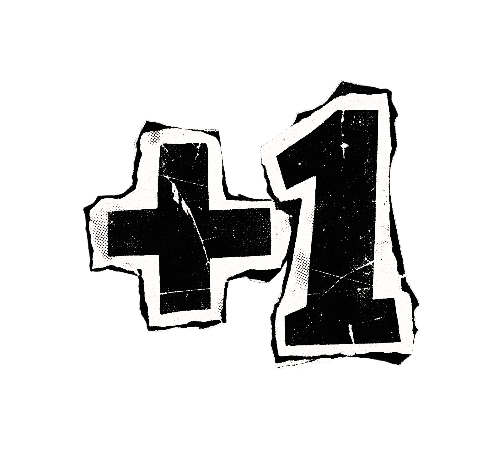 Black and white graffiti-style street art featuring the number 41 with a torn paper effect.